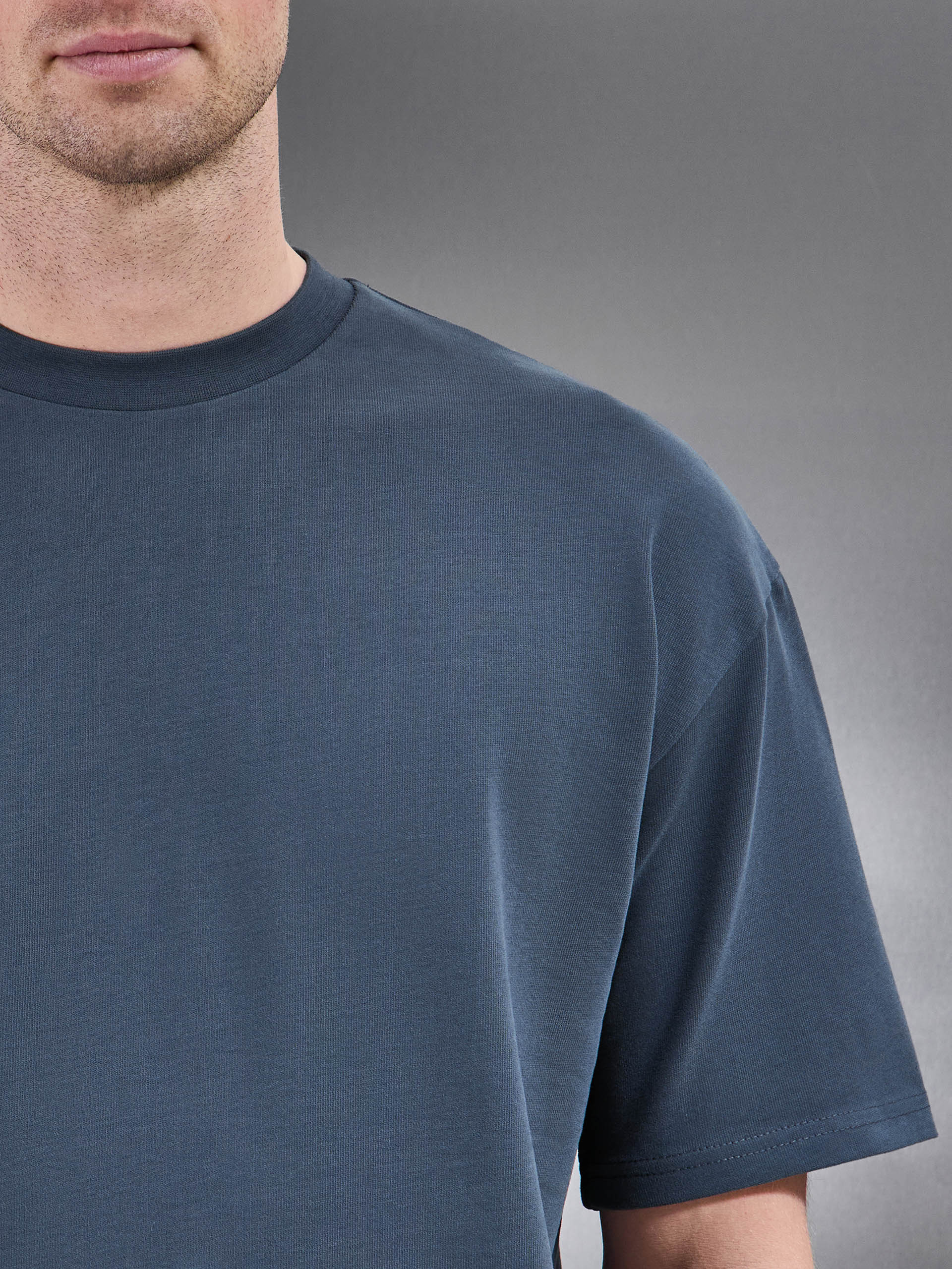 Brushed Relaxed T-Shirt in Slate Blue - Image 4