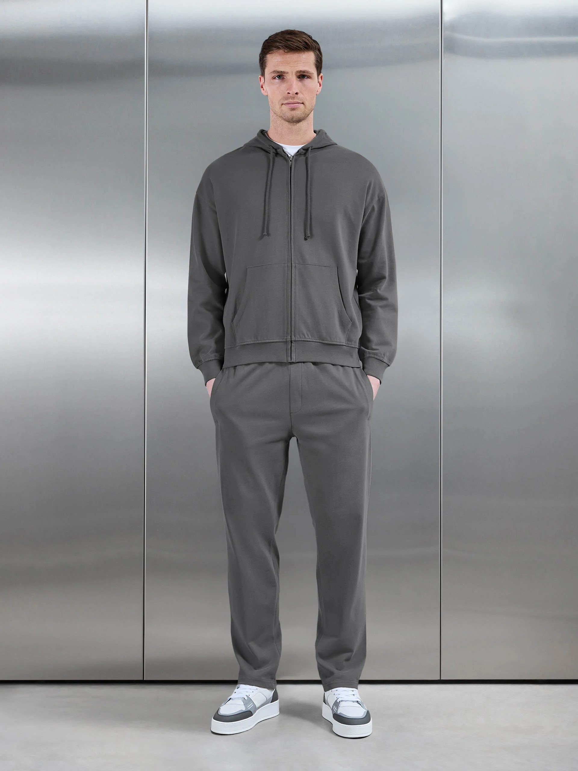 Brushed Straight Leg Jogger in Grey - Image 2