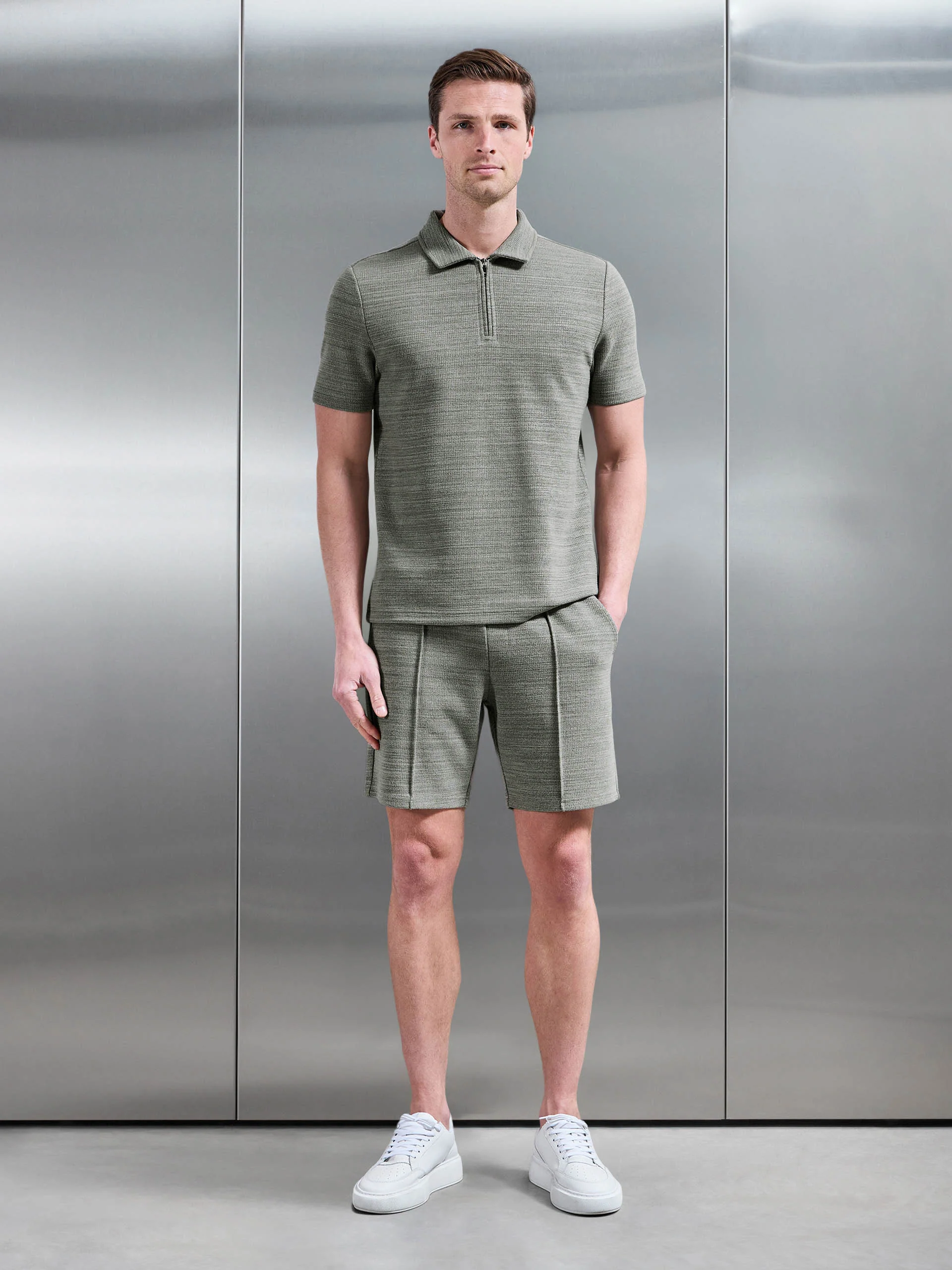 Cavour Textured Short in Olive - Image 2