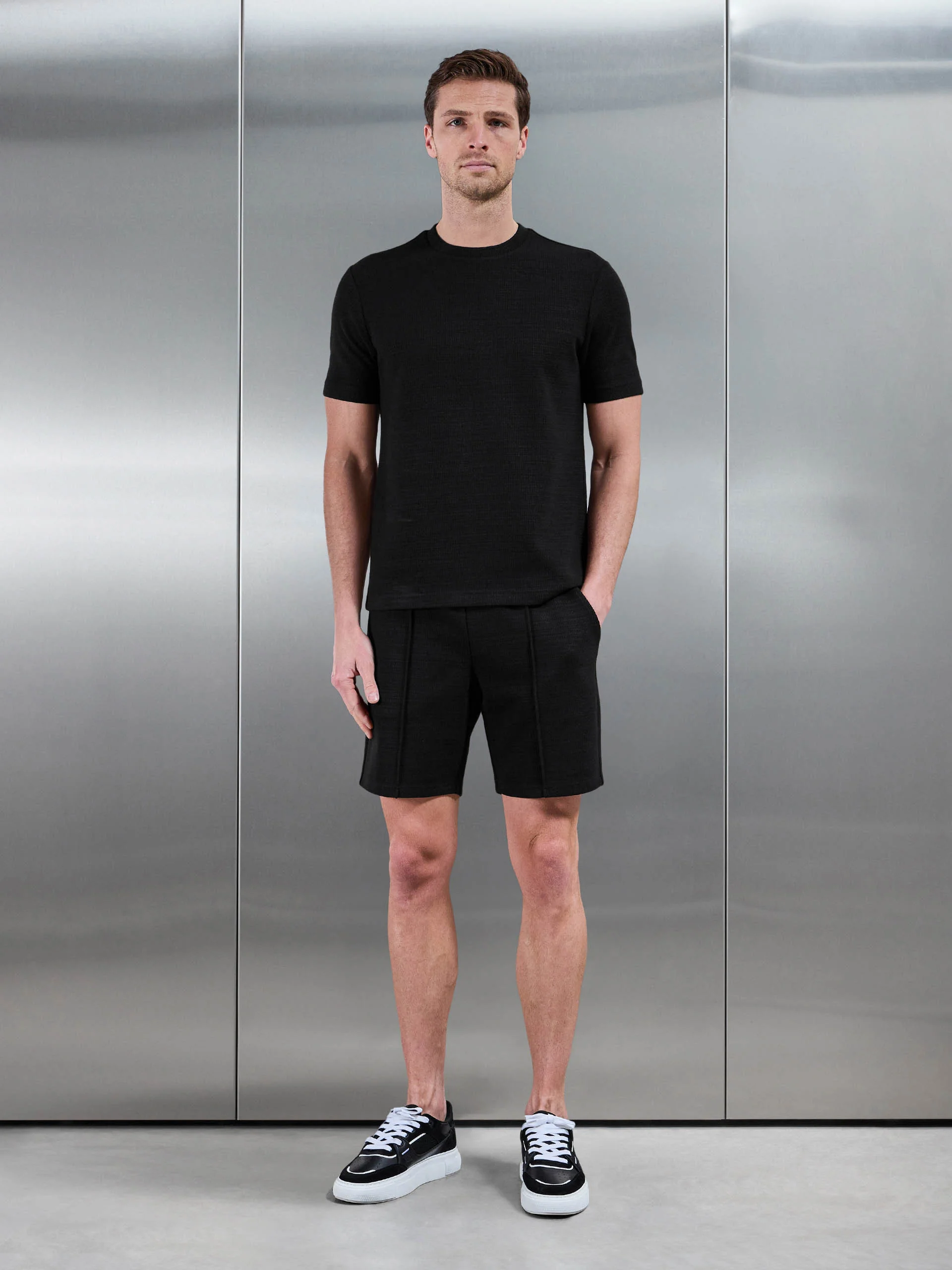 Cavour Textured T-Shirt in Black - Image 2