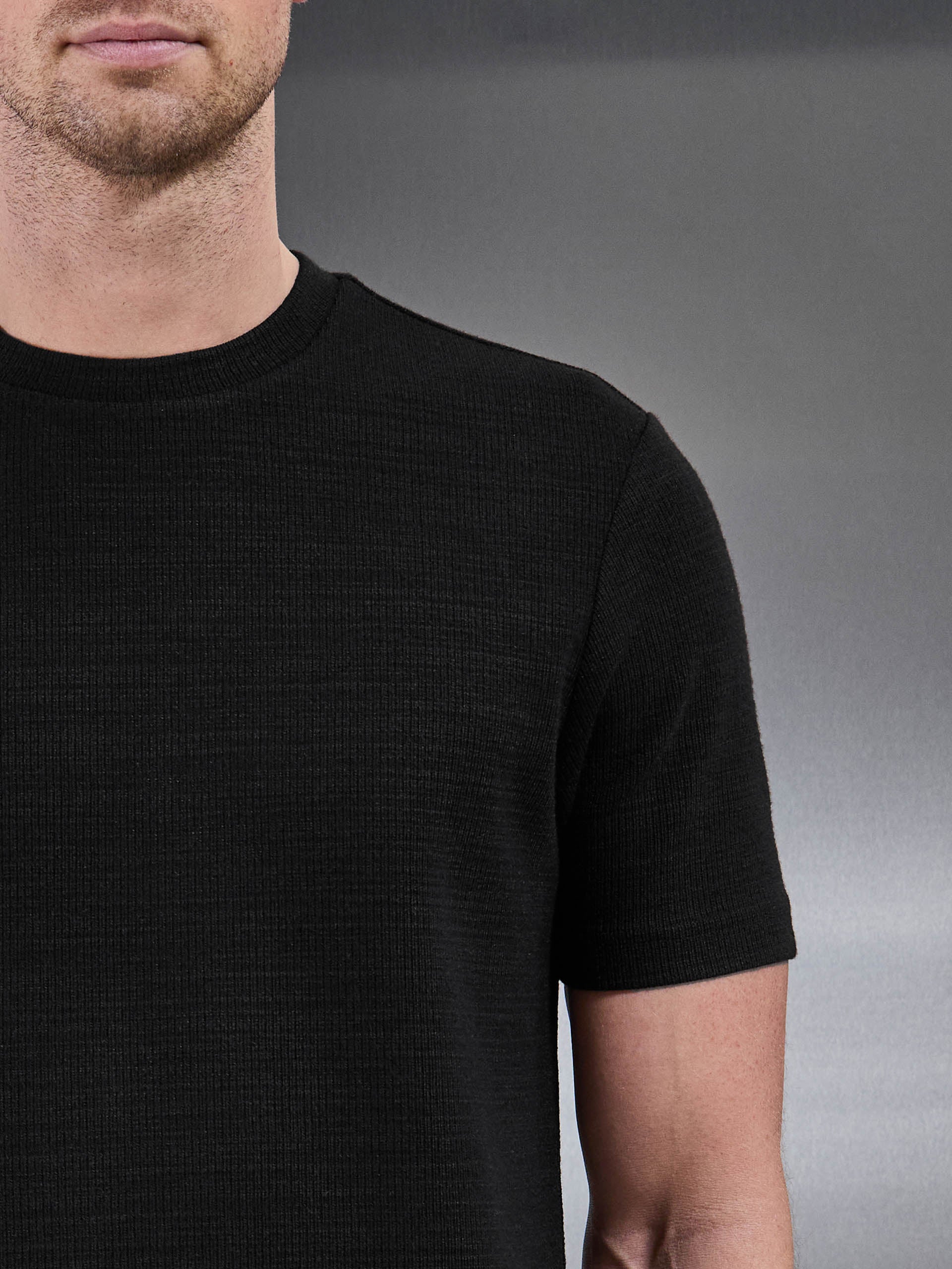 Cavour Textured T-Shirt in Black - Image 4