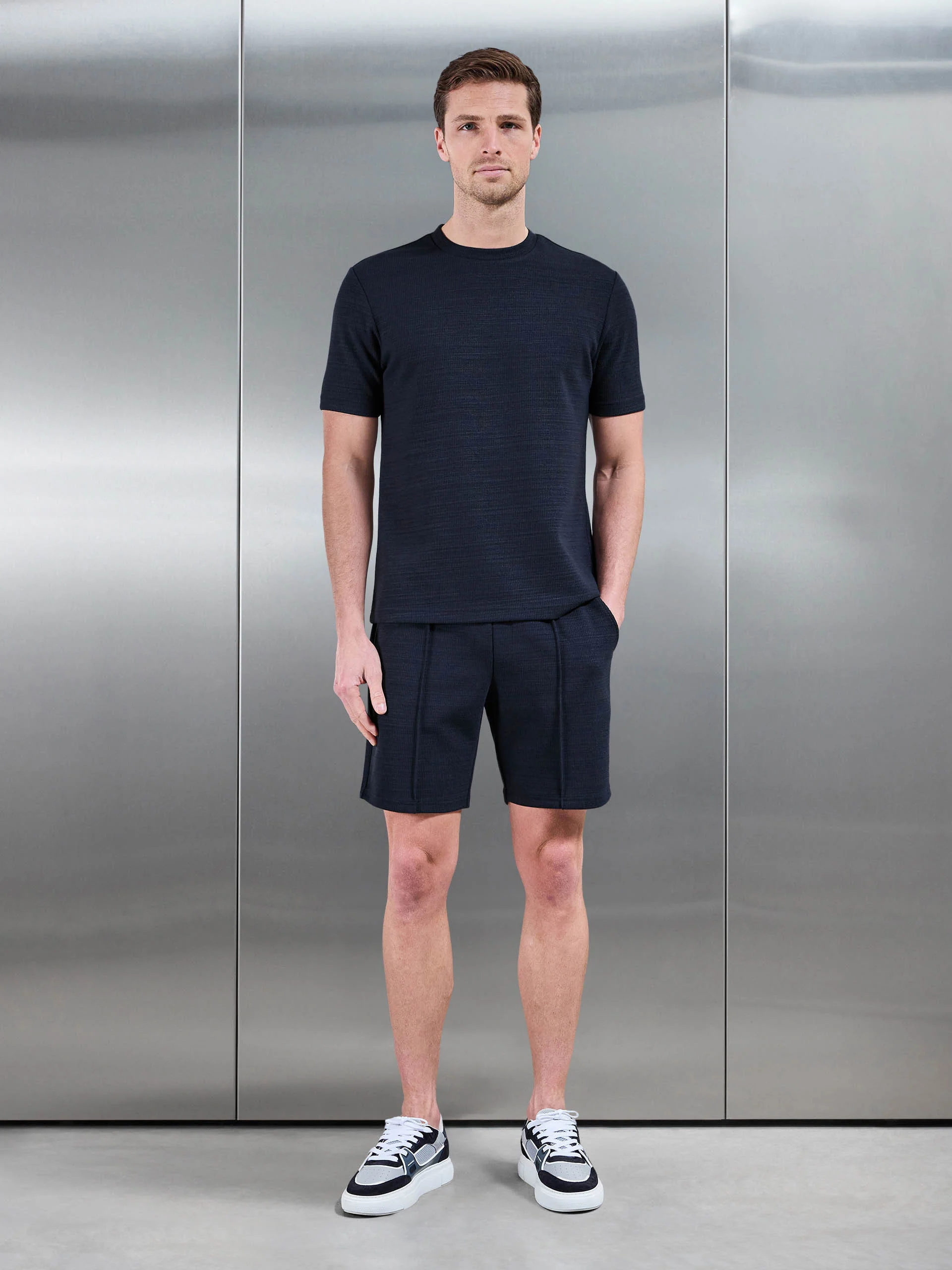 Cavour Textured T-Shirt in Navy - Image 2