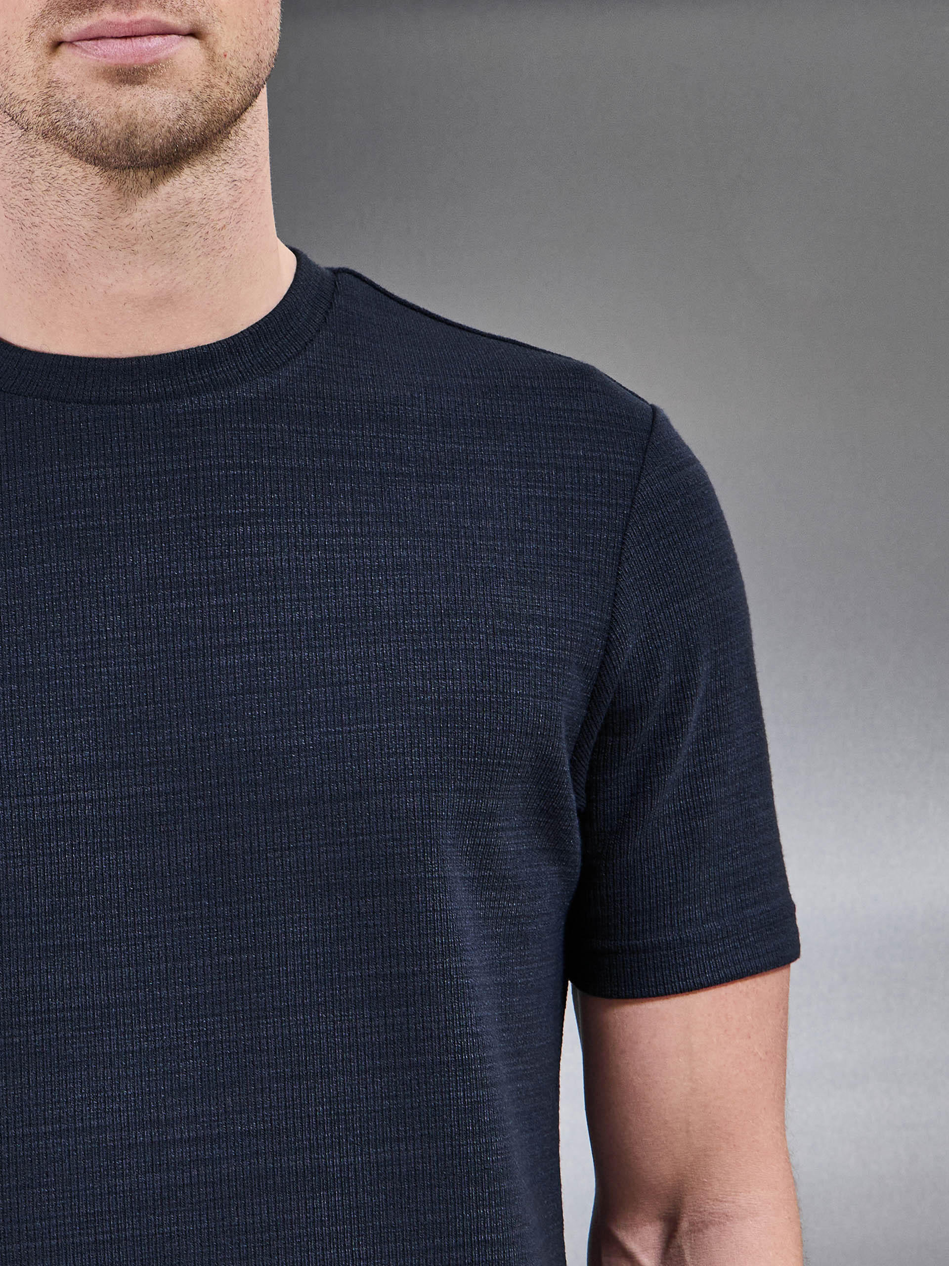 Cavour Textured T-Shirt in Navy - Image 4