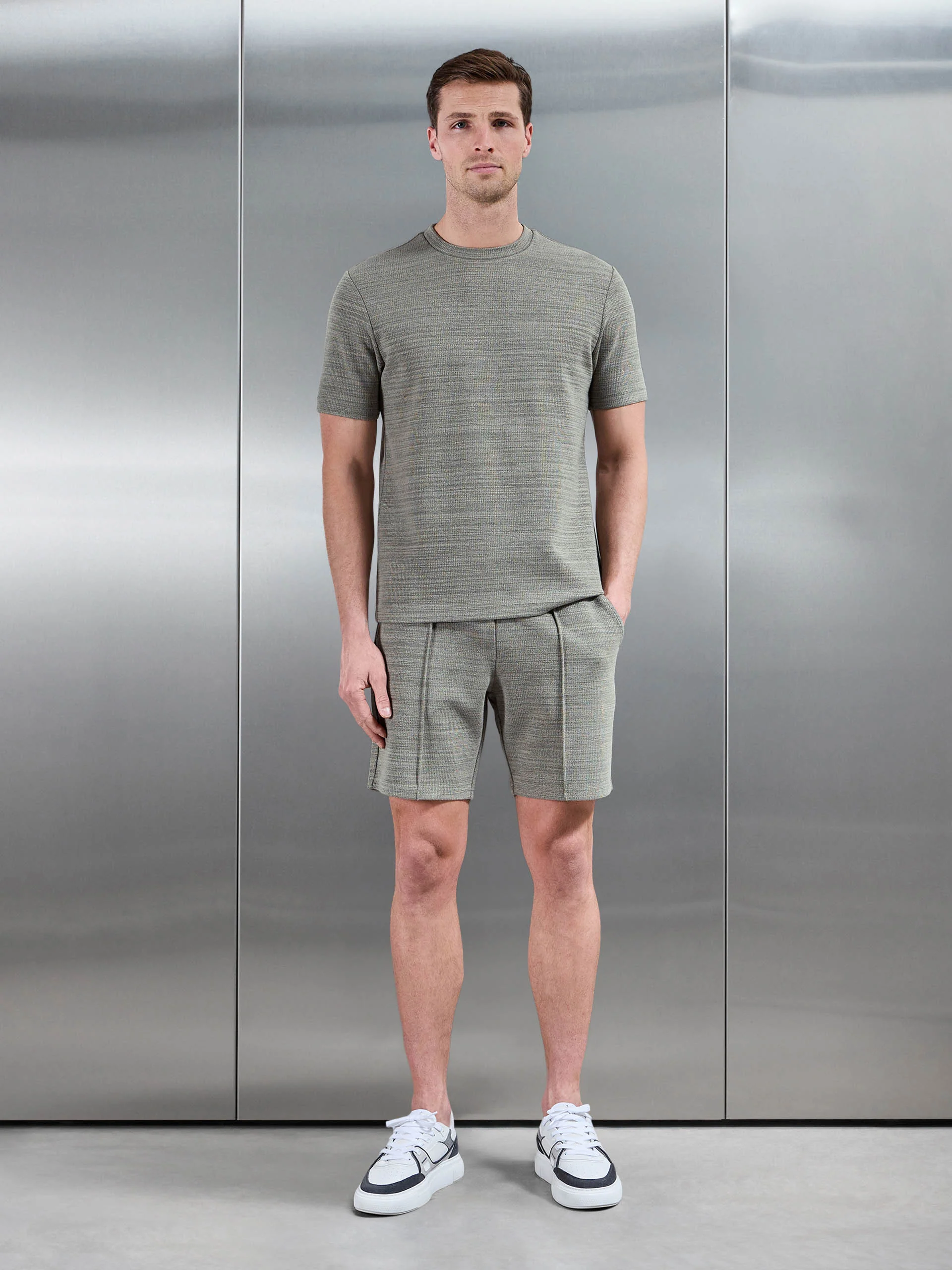 Cavour Textured T-Shirt in Olive - Image 2