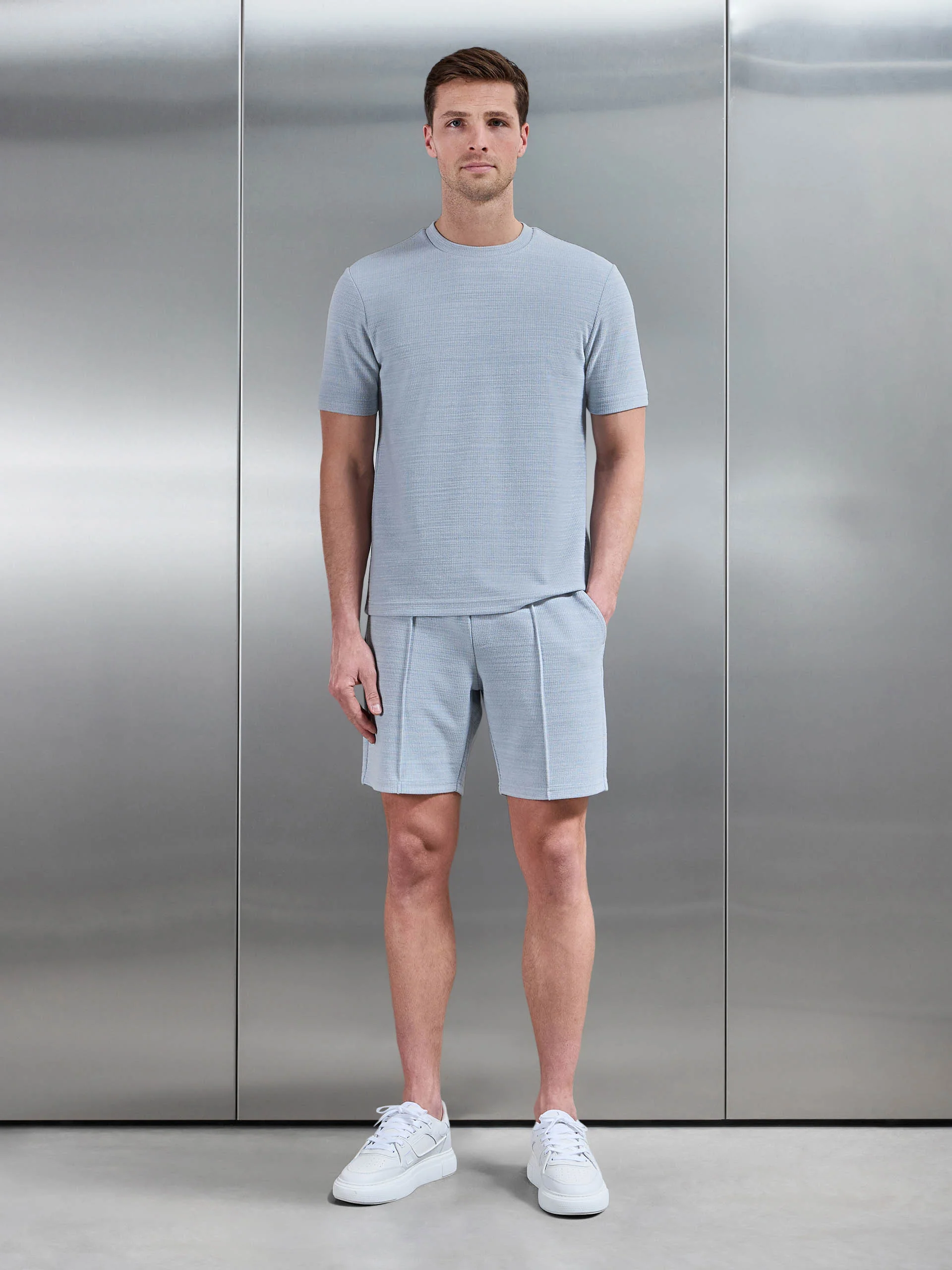 Cavour Textured T-Shirt in Soft Blue - Image 2