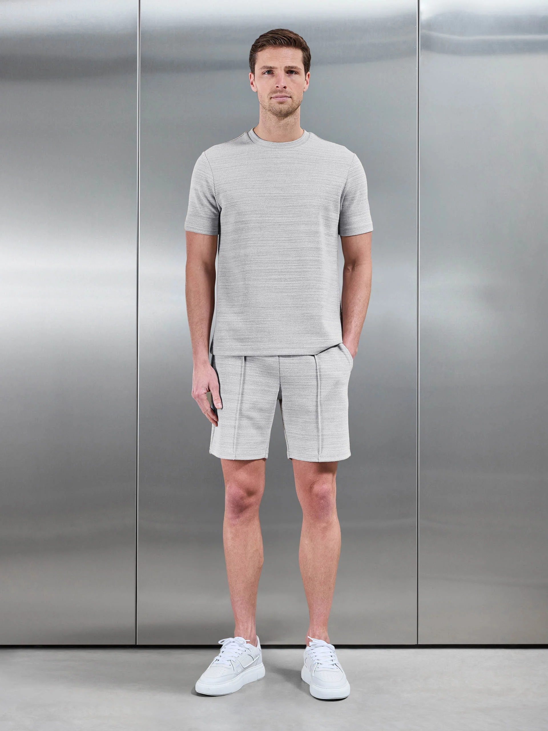 Cavour Textured T-Shirt in Stone - Image 2