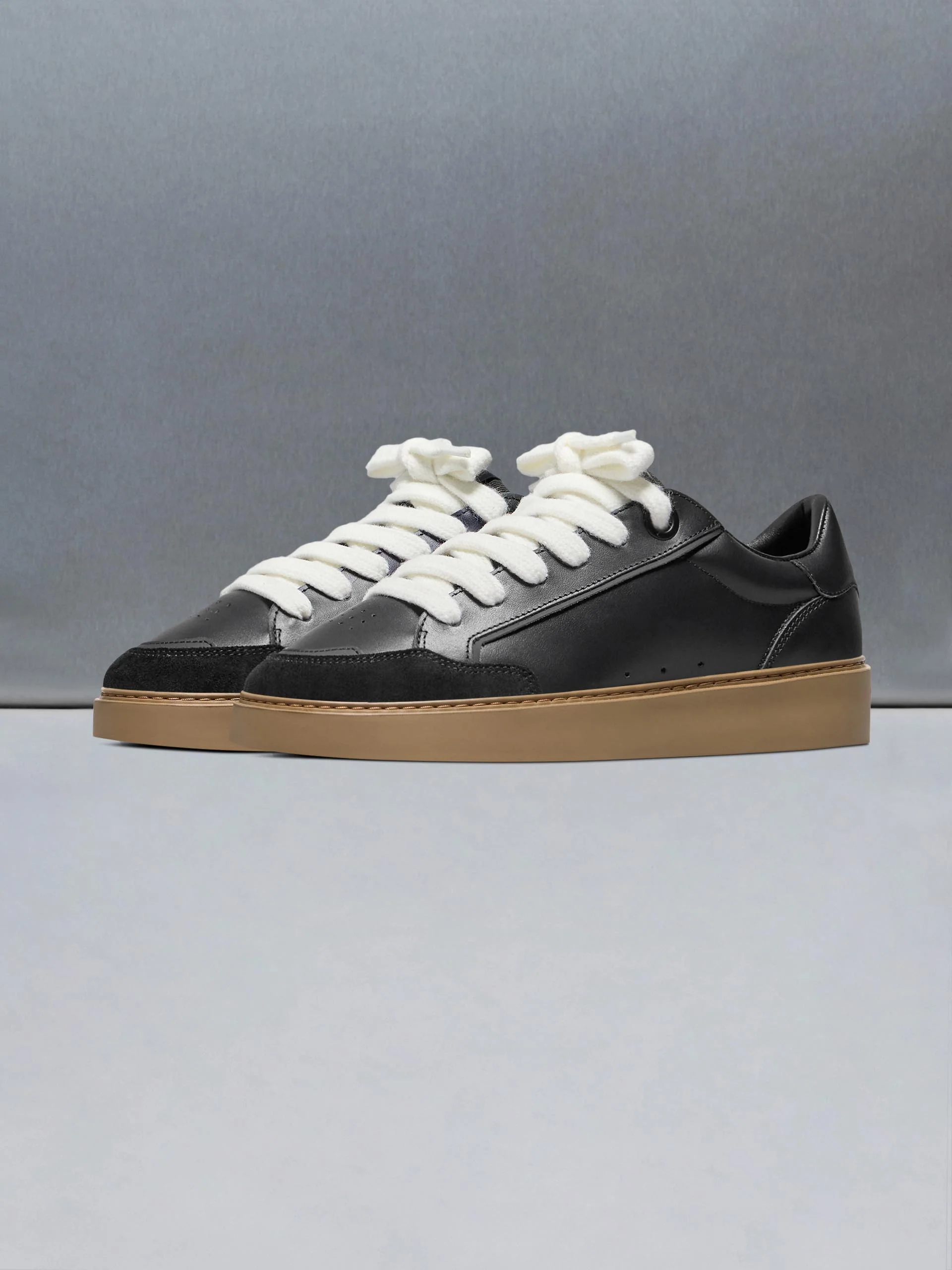 Chunky Mid Essential Leather Trainer in Black - Image 3
