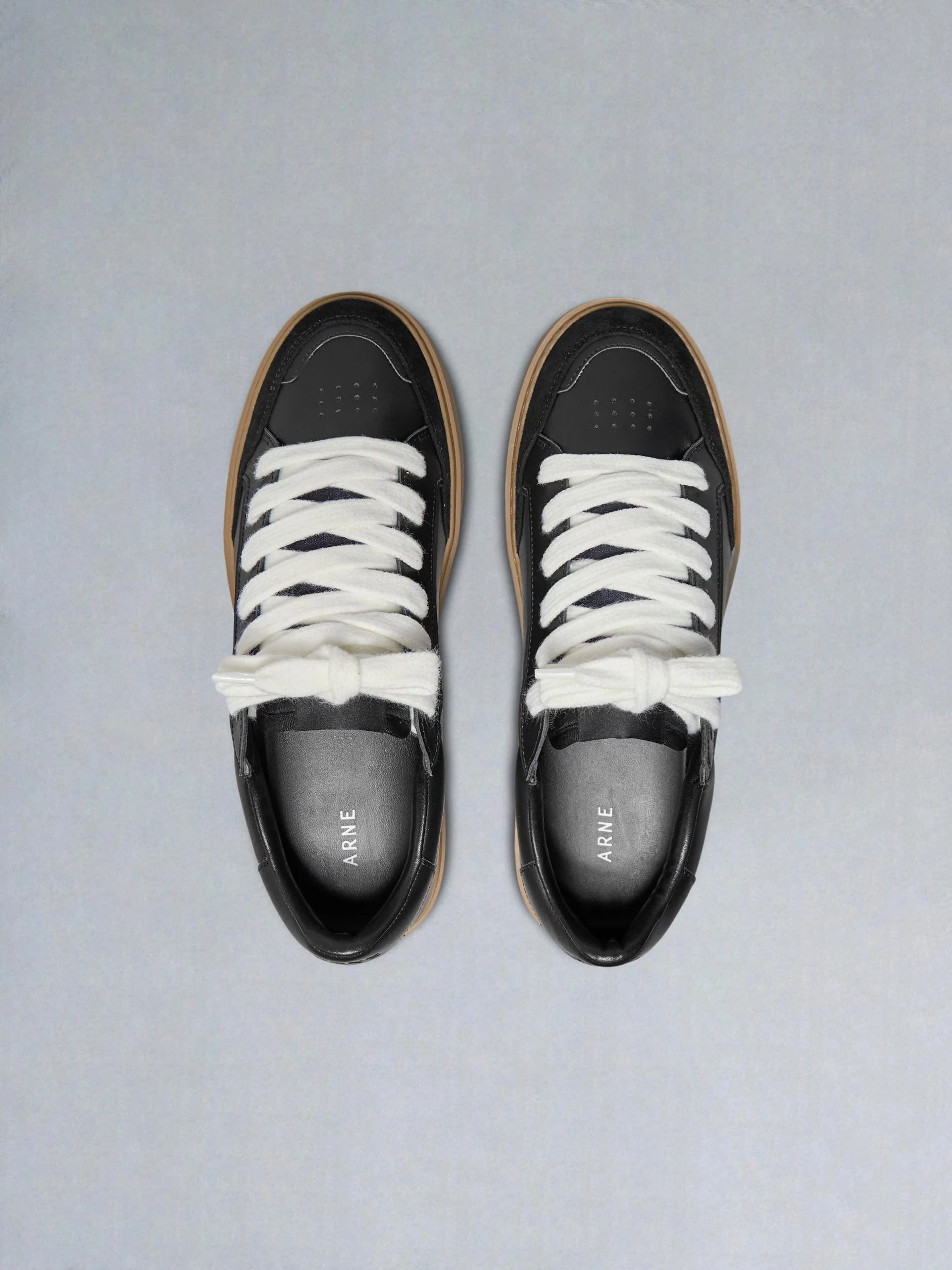 Chunky Mid Essential Leather Trainer in Black - Image 5