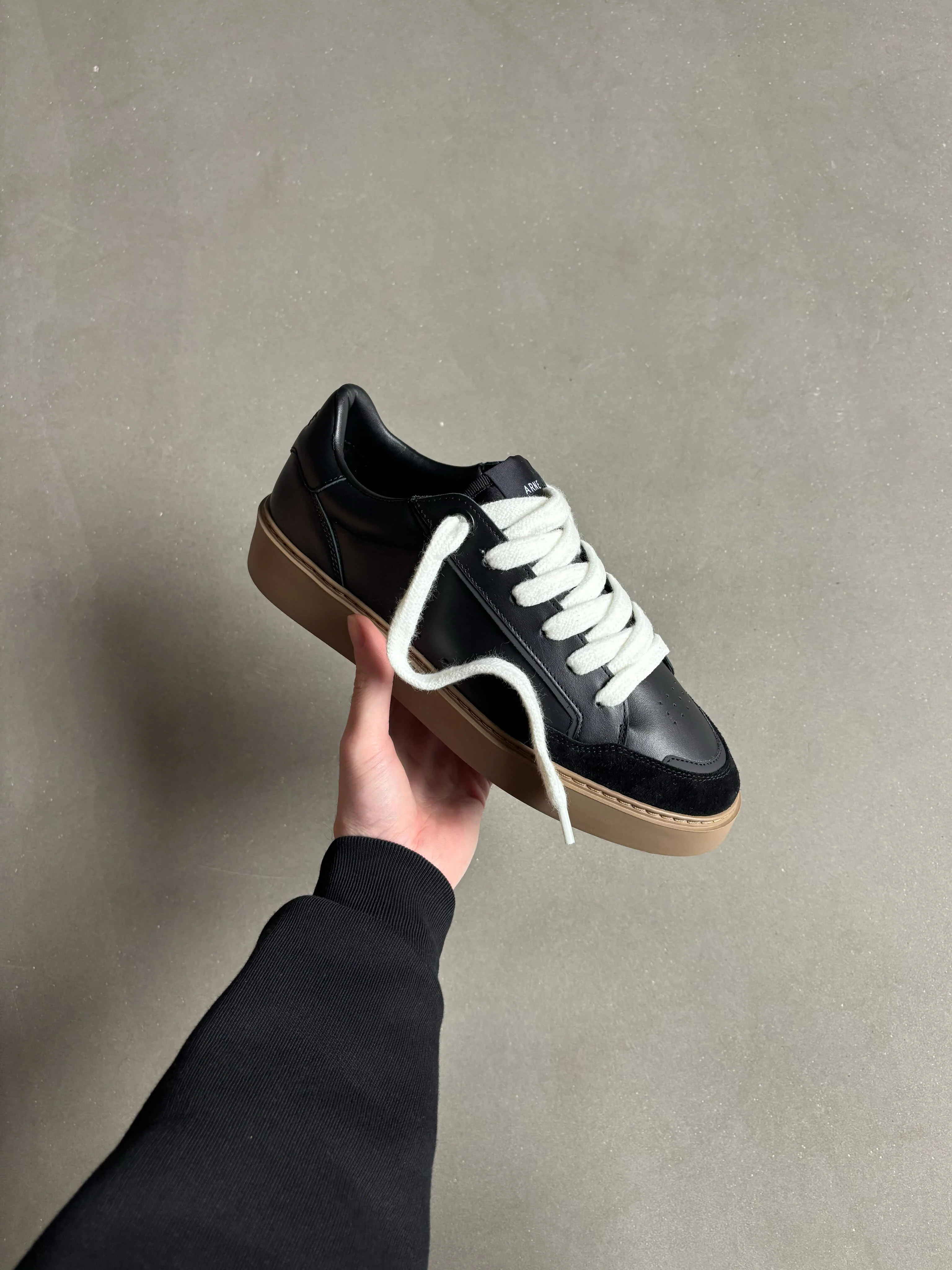 Chunky Mid Essential Leather Trainer in Black - Image 6