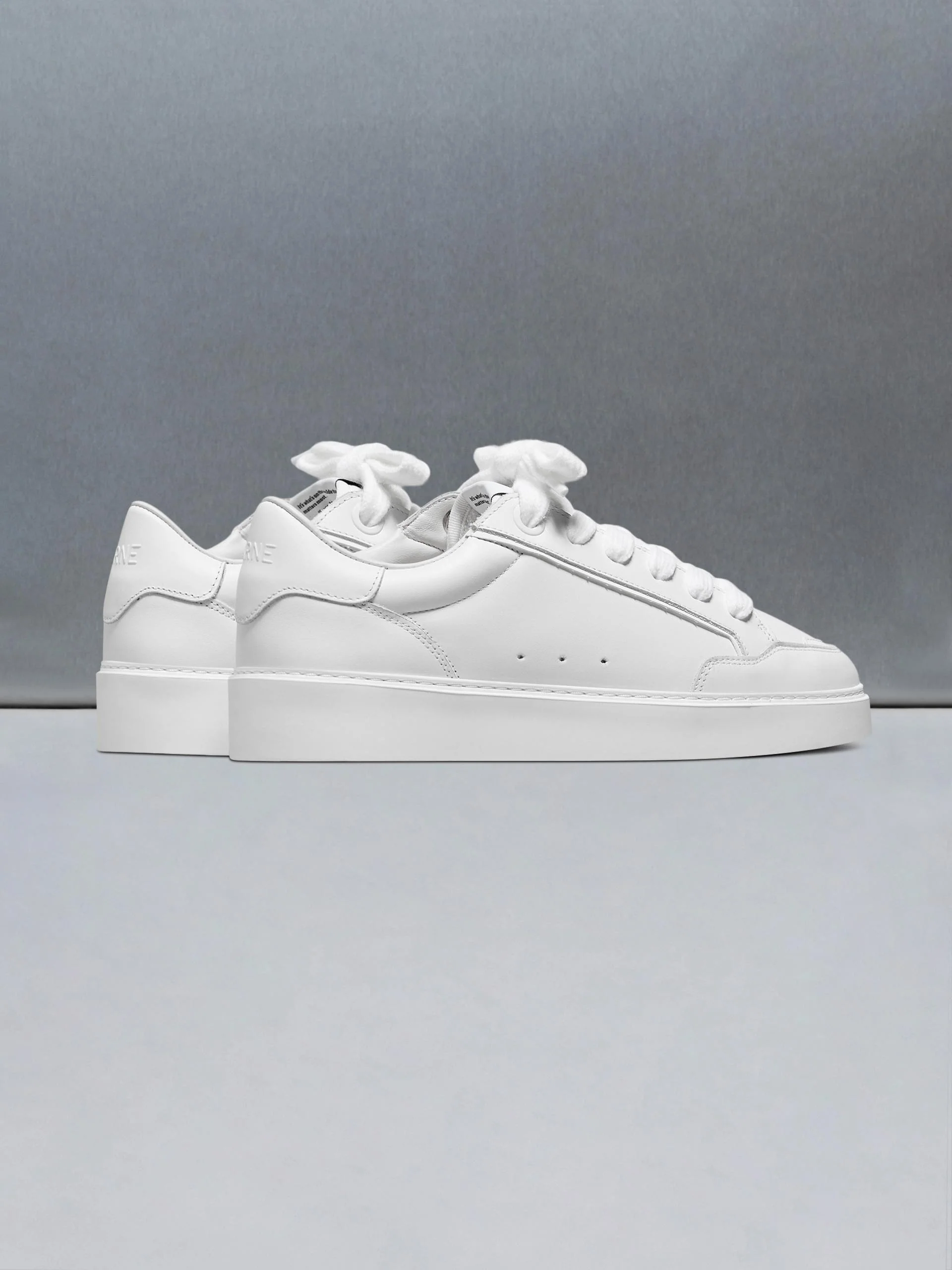 Chunky Mid Essential Leather Trainer in Triple White - Image 4