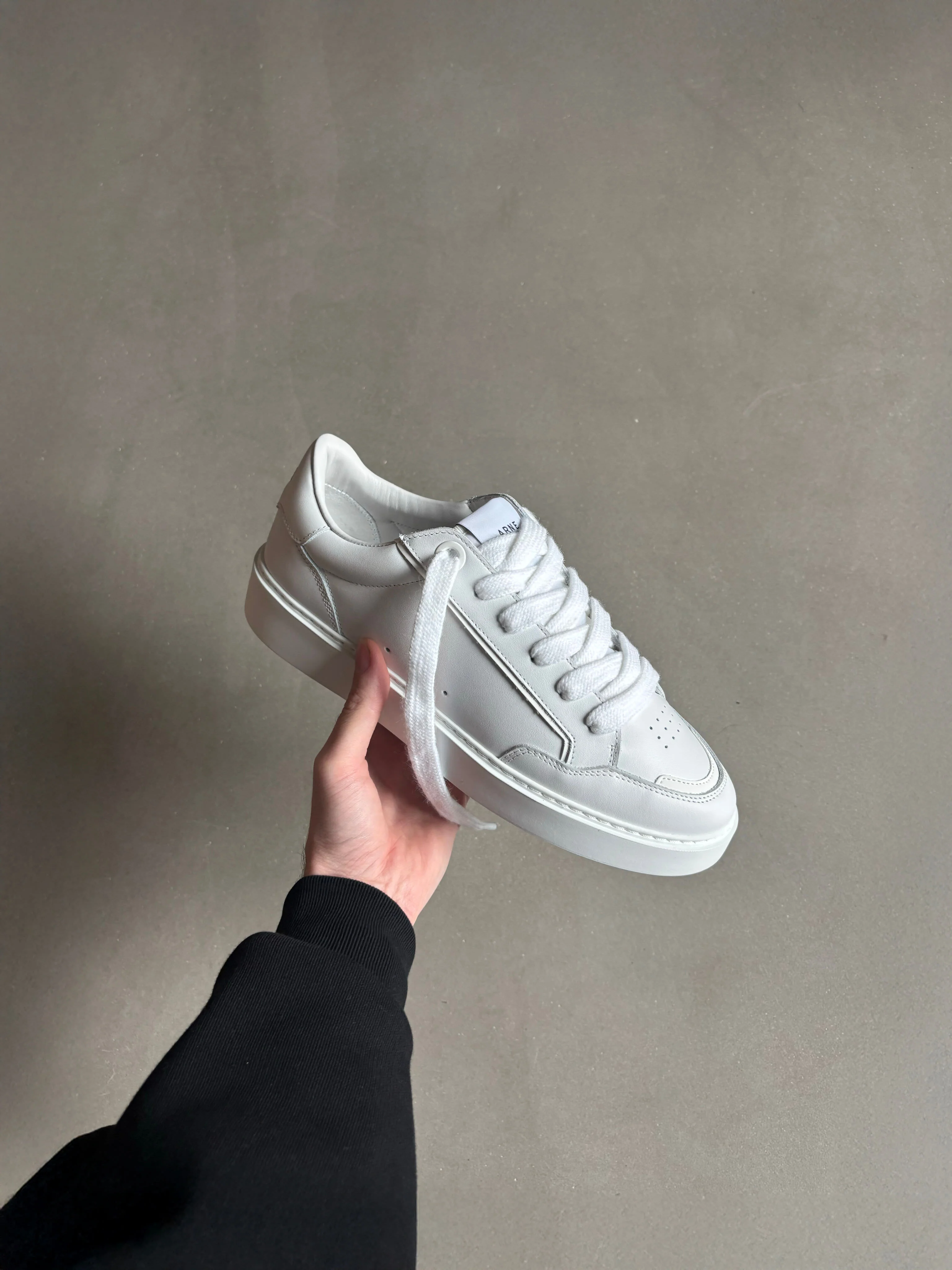 Chunky Mid Essential Leather Trainer in Triple White - Image 6