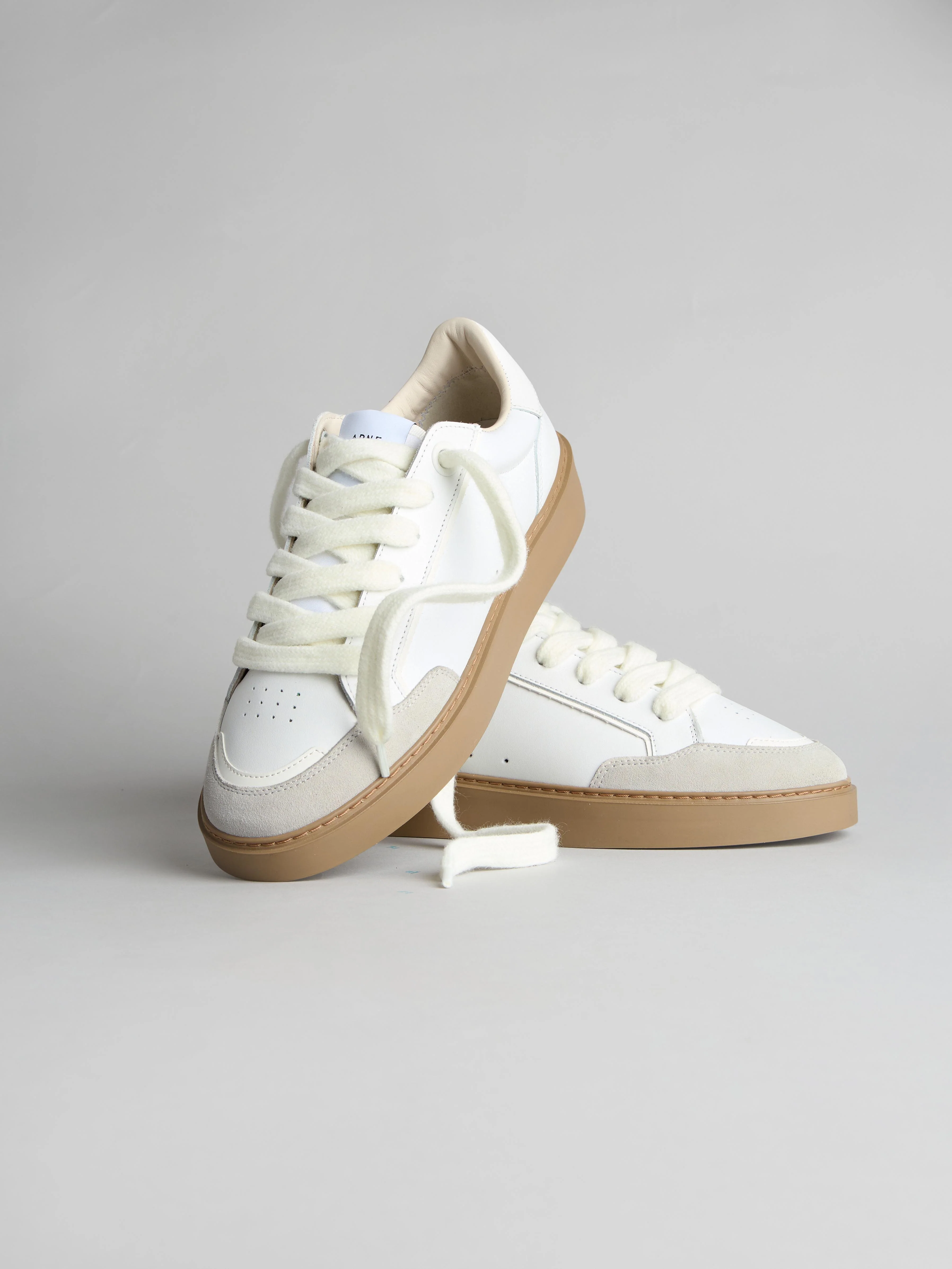 Chunky Mid Essential Leather Trainer in White Gum - Image 2