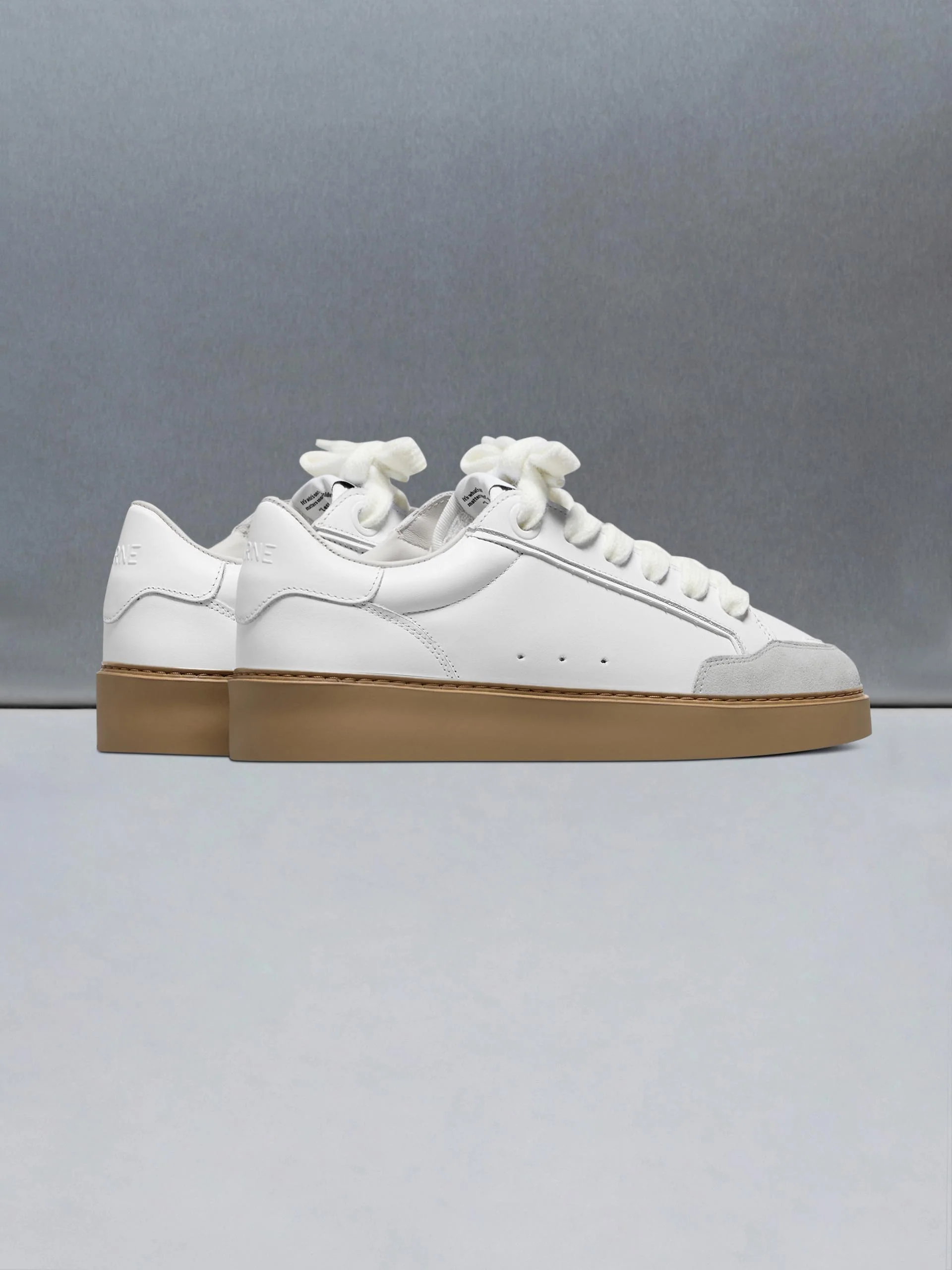 Chunky Mid Essential Leather Trainer in White Gum - Image 4