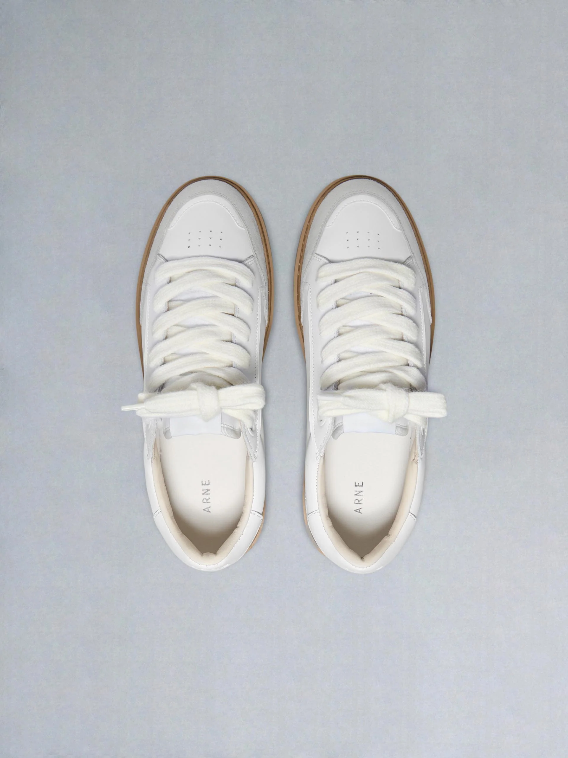 Chunky Mid Essential Leather Trainer in White Gum - Image 5