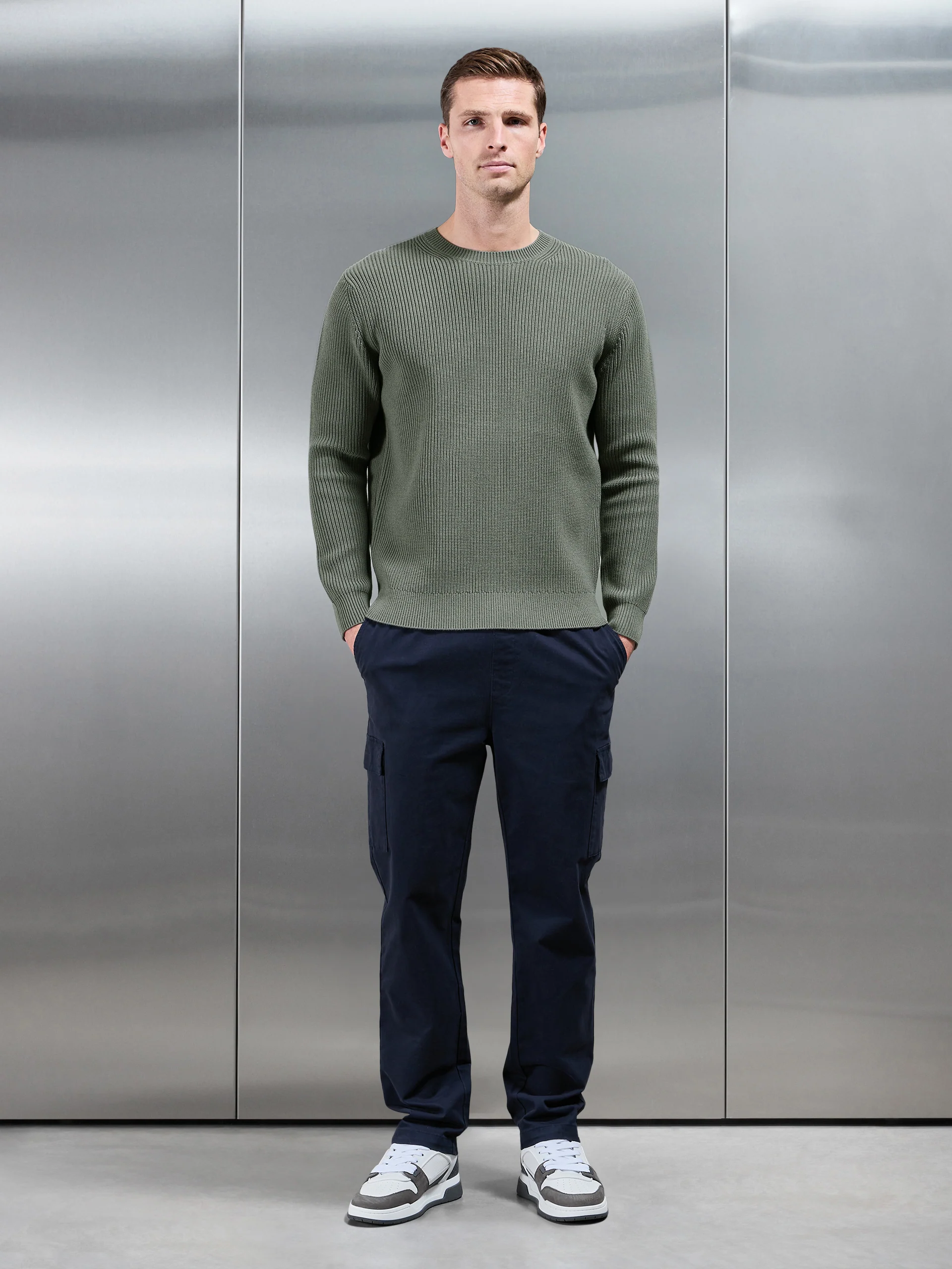 Chunky Ribbed Sweatshirt in Sage - Image 2