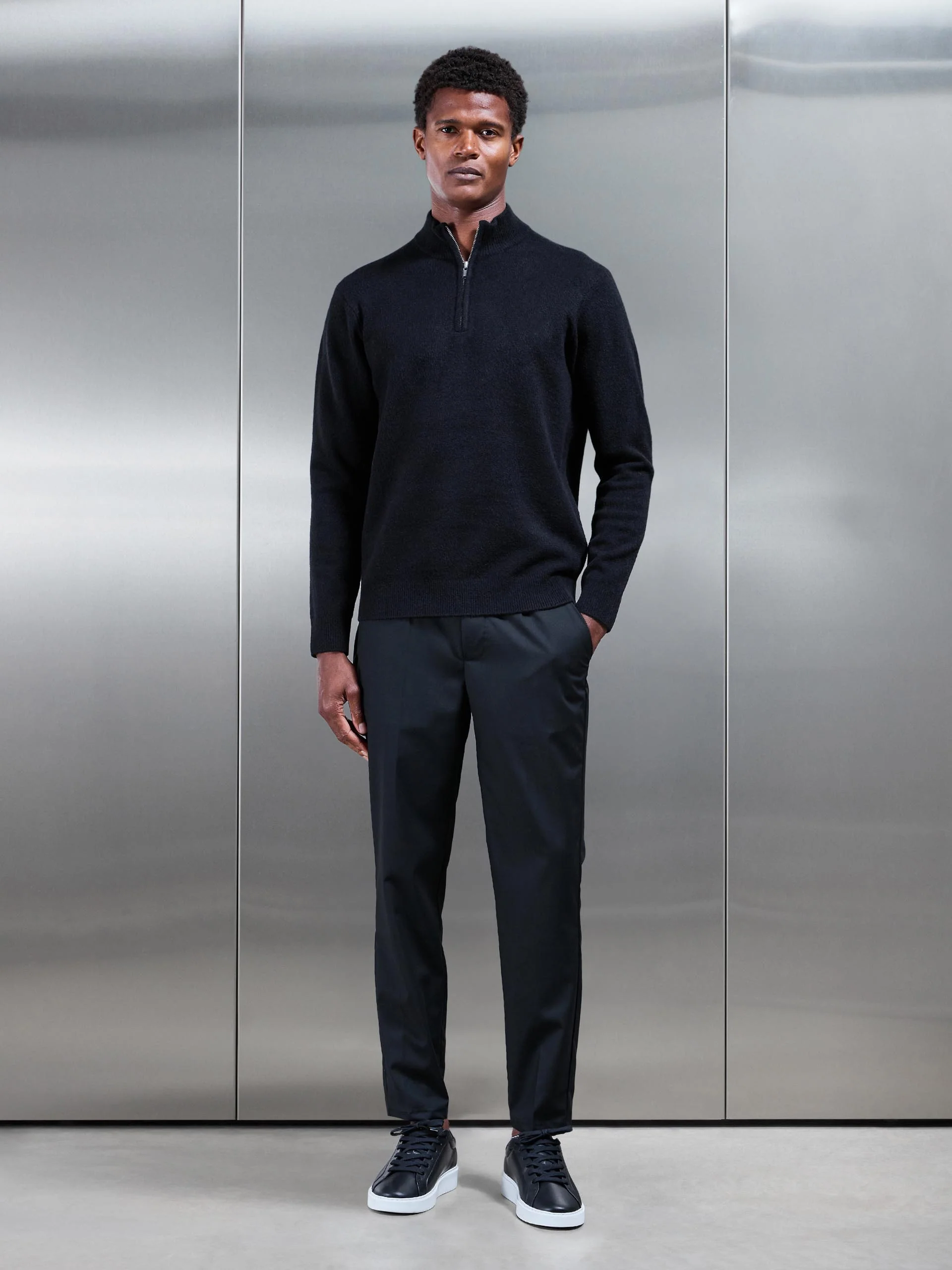 Chunky Wool Half Zip in Black - Image 2