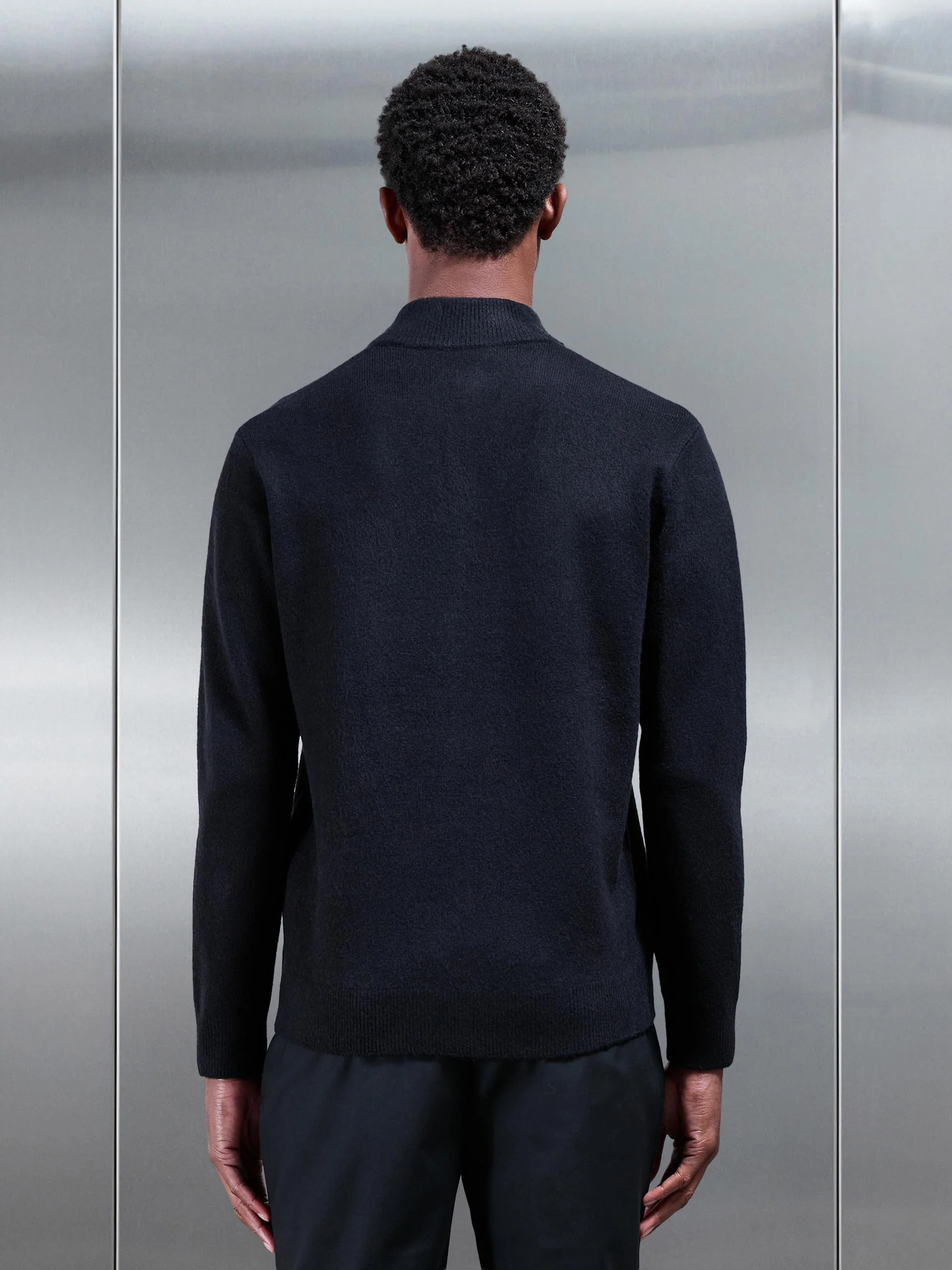 Chunky Wool Half Zip in Black - Image 3