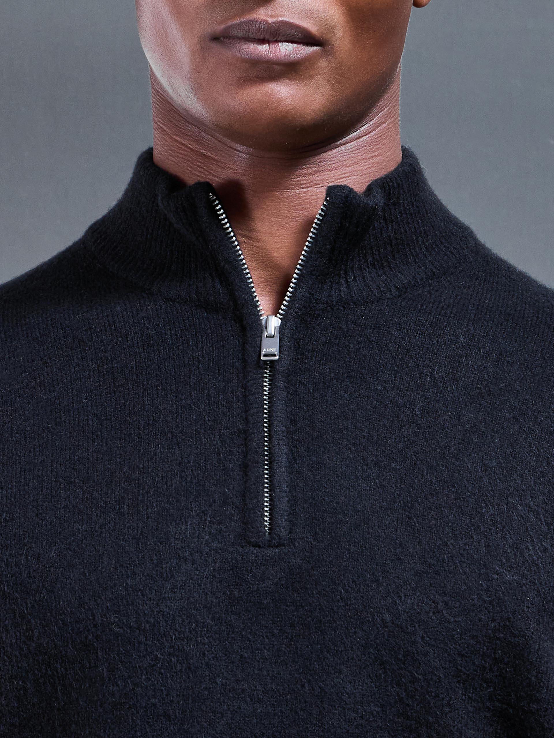 Chunky Wool Half Zip in Black - Image 4