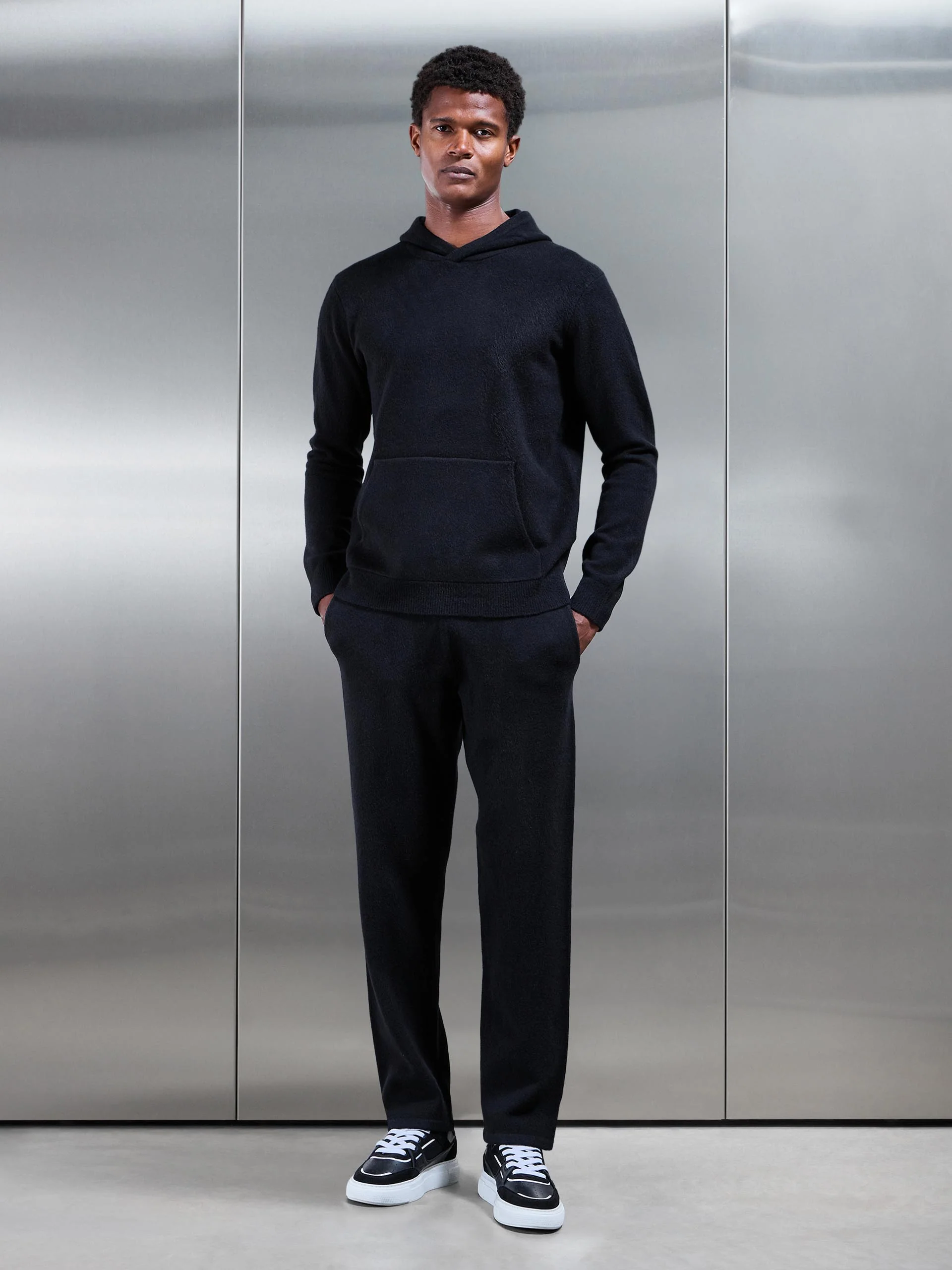 Chunky Wool Hoodie in Black - Image 2