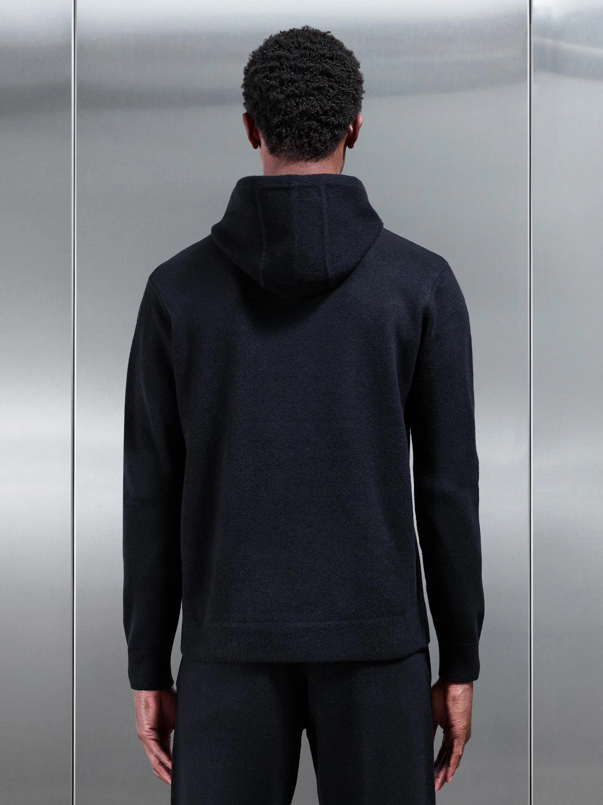 Chunky Wool Hoodie in Black - Image 3