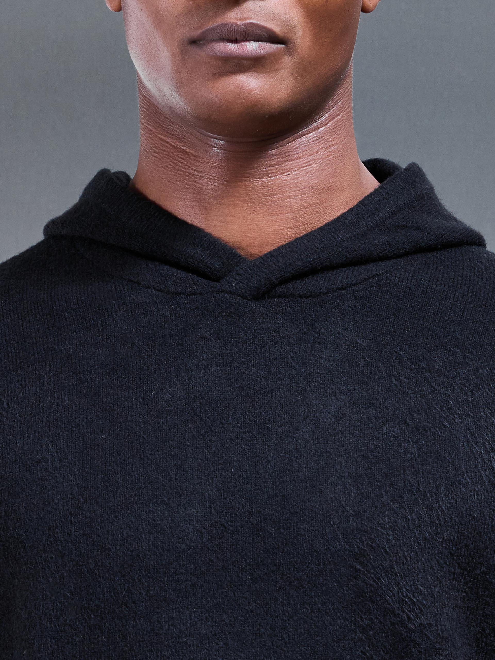 Chunky Wool Hoodie in Black - Image 4