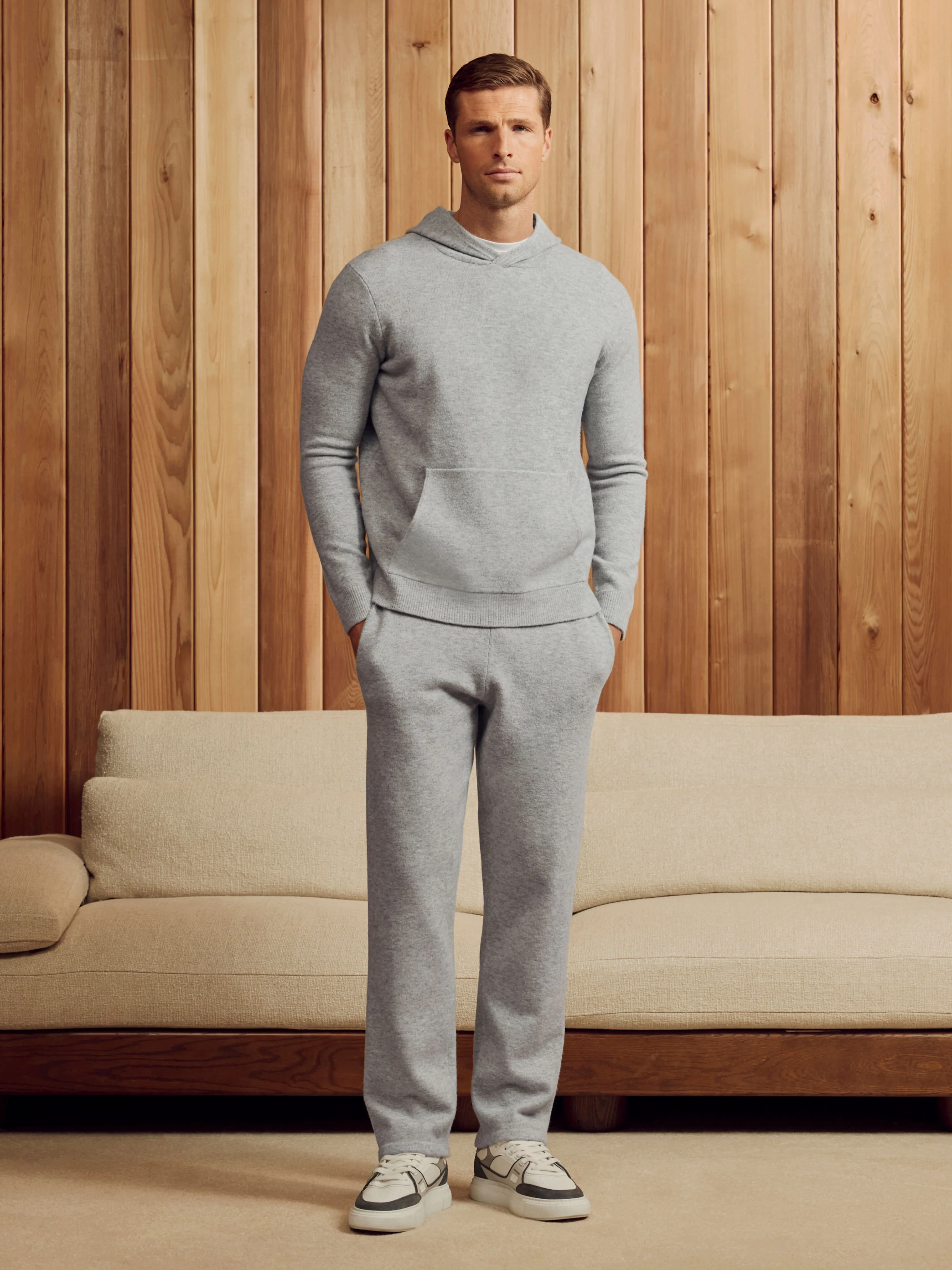 Chunky Wool Hoodie in Marl Grey - Image 2