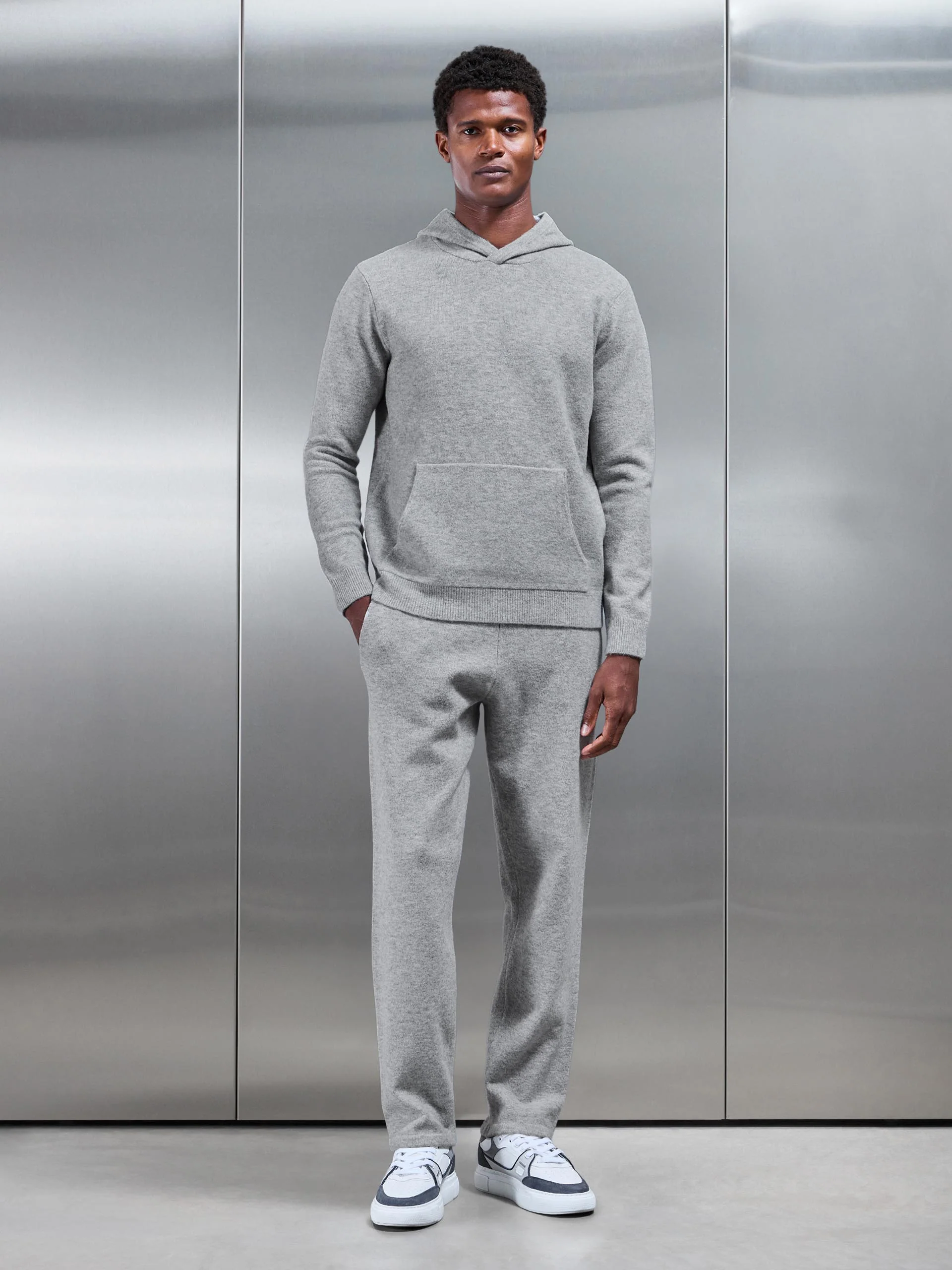 Chunky Wool Hoodie in Marl Grey - Image 3