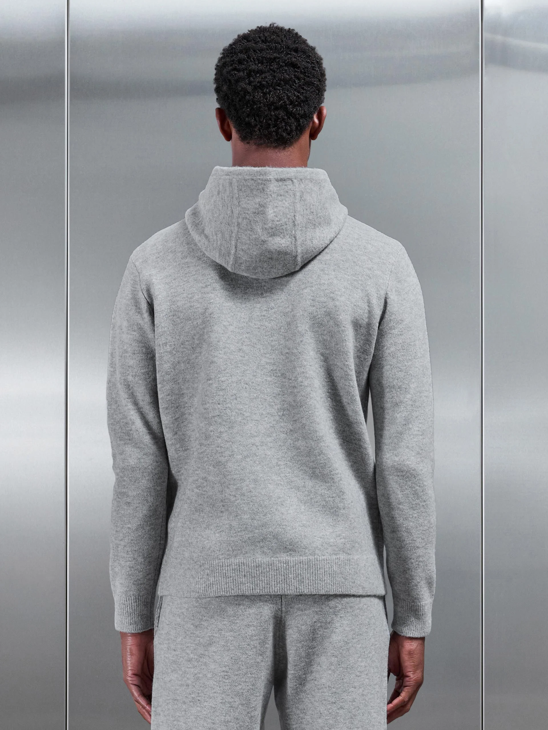 Chunky Wool Hoodie in Marl Grey - Image 4