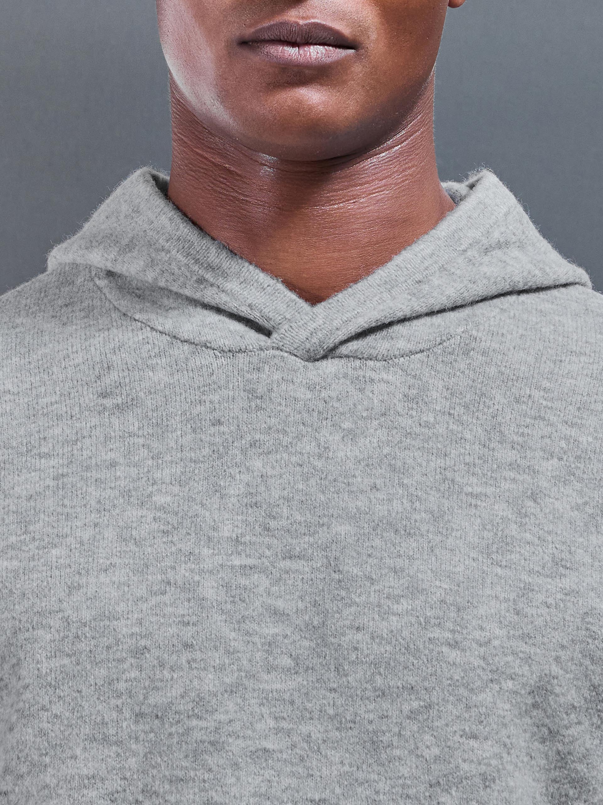 Chunky Wool Hoodie in Marl Grey - Image 5