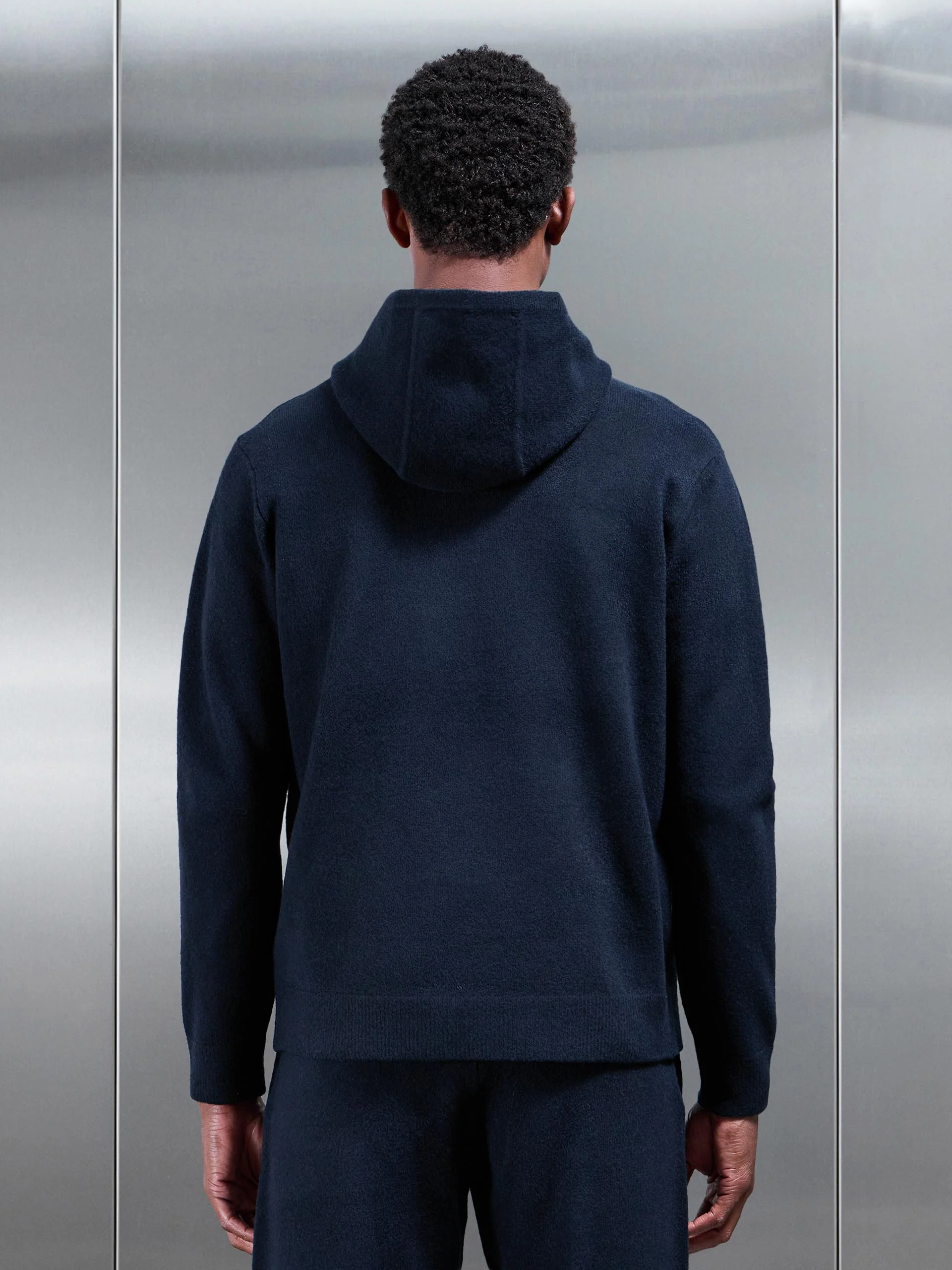 Chunky Wool Hoodie in Navy - Image 3