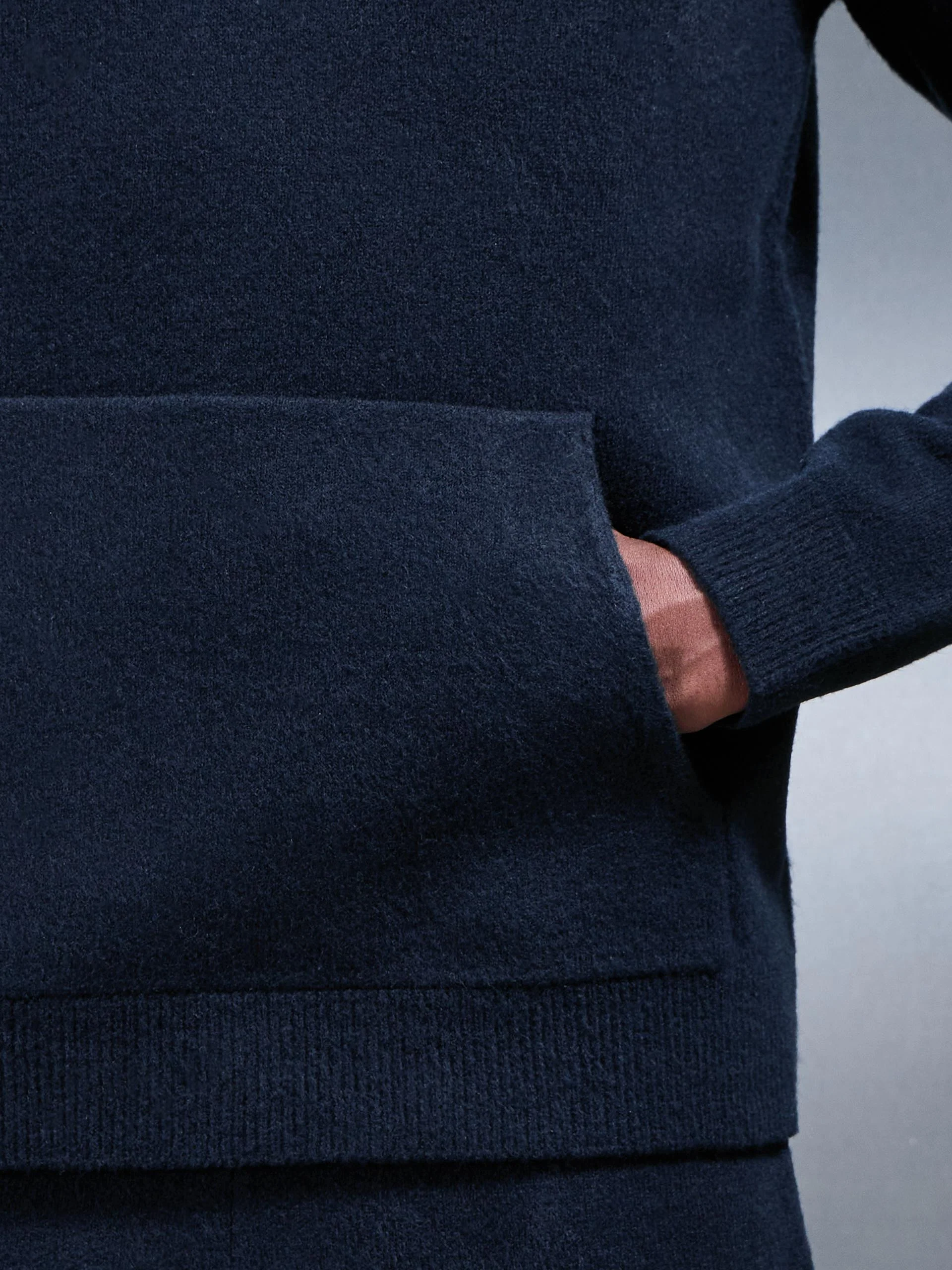 Chunky Wool Hoodie in Navy - Image 5