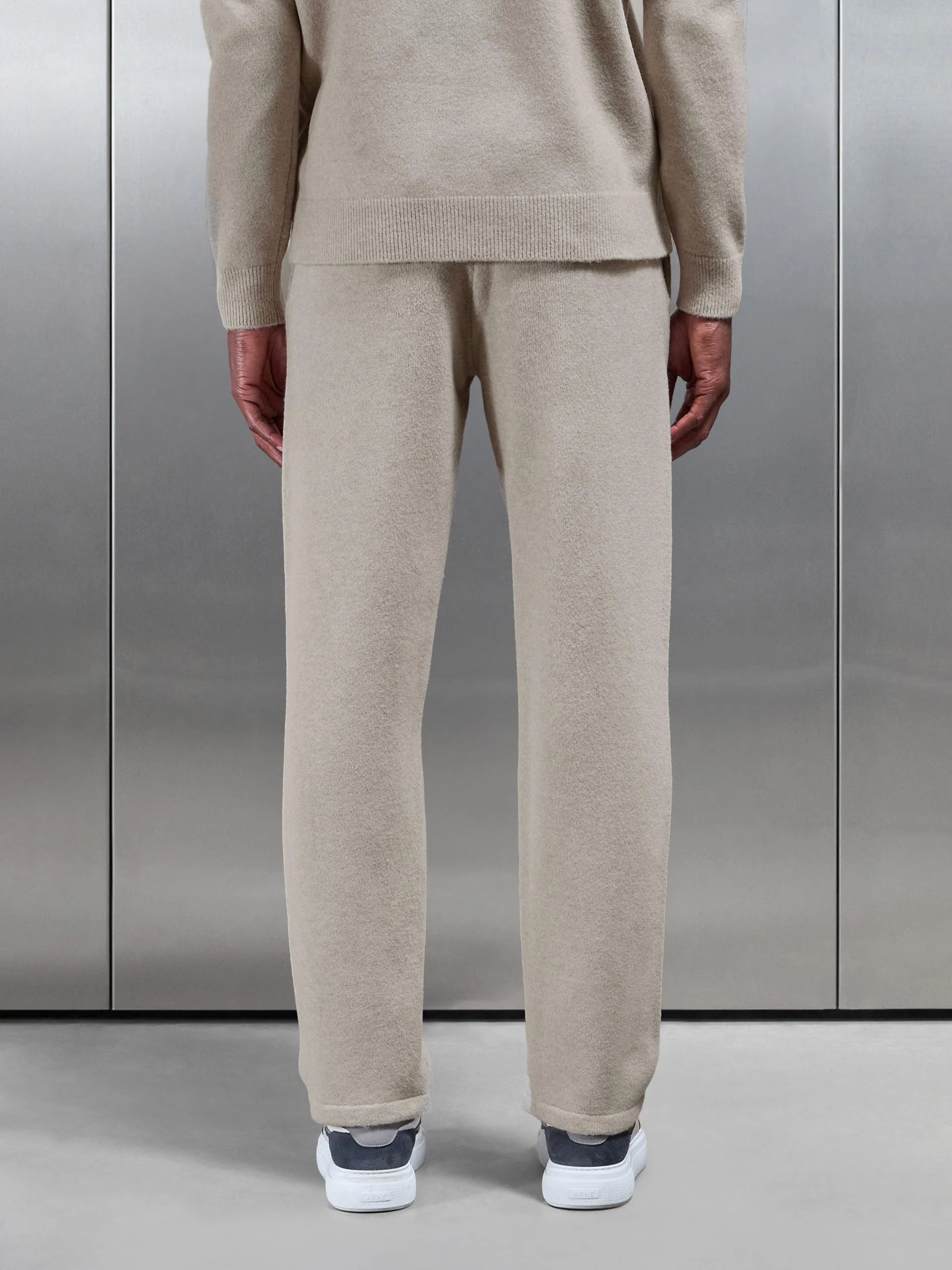 Chunky Wool Straight Leg Jogger in Stone - Image 3
