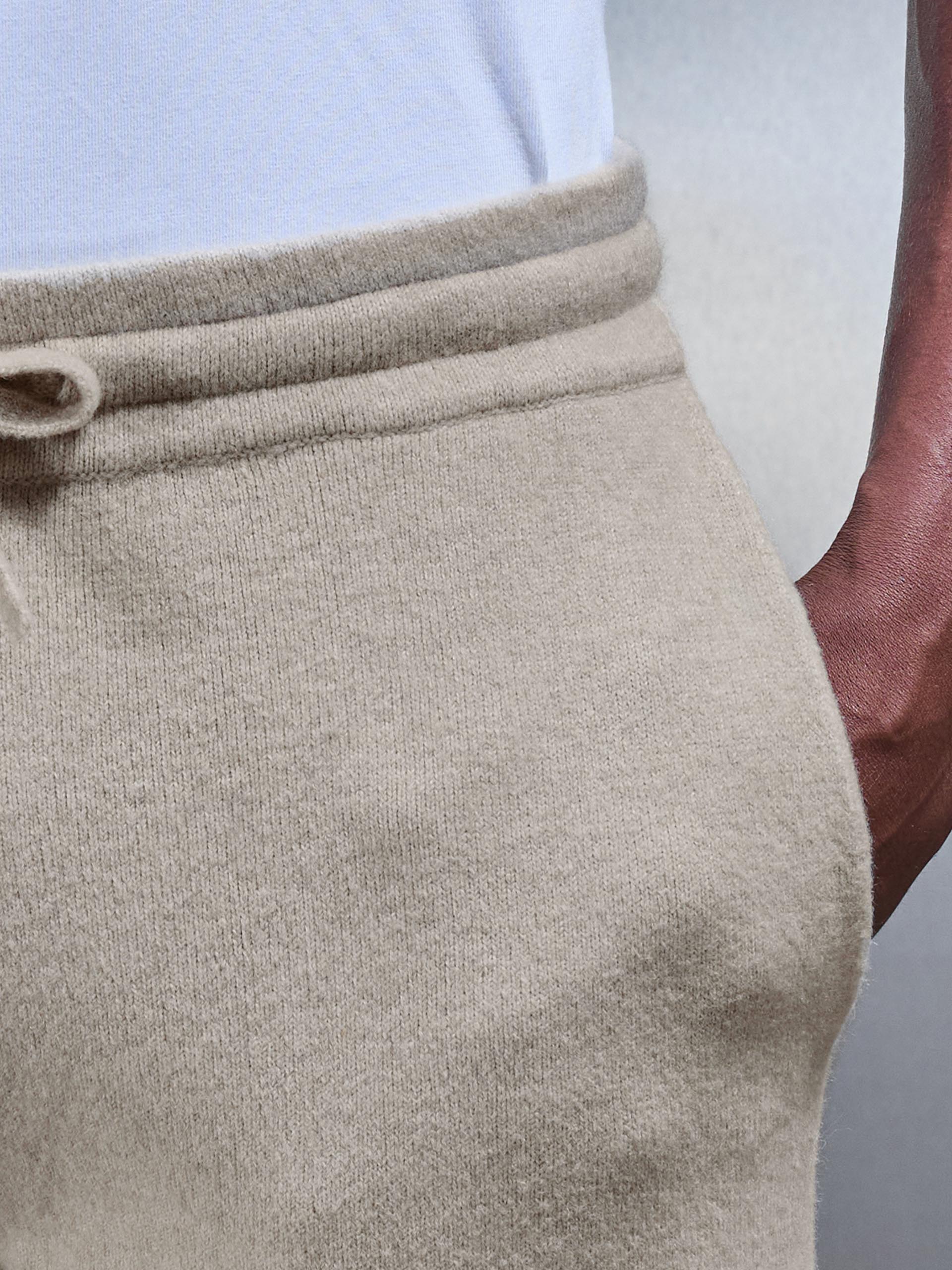 Chunky Wool Straight Leg Jogger in Stone - Image 4