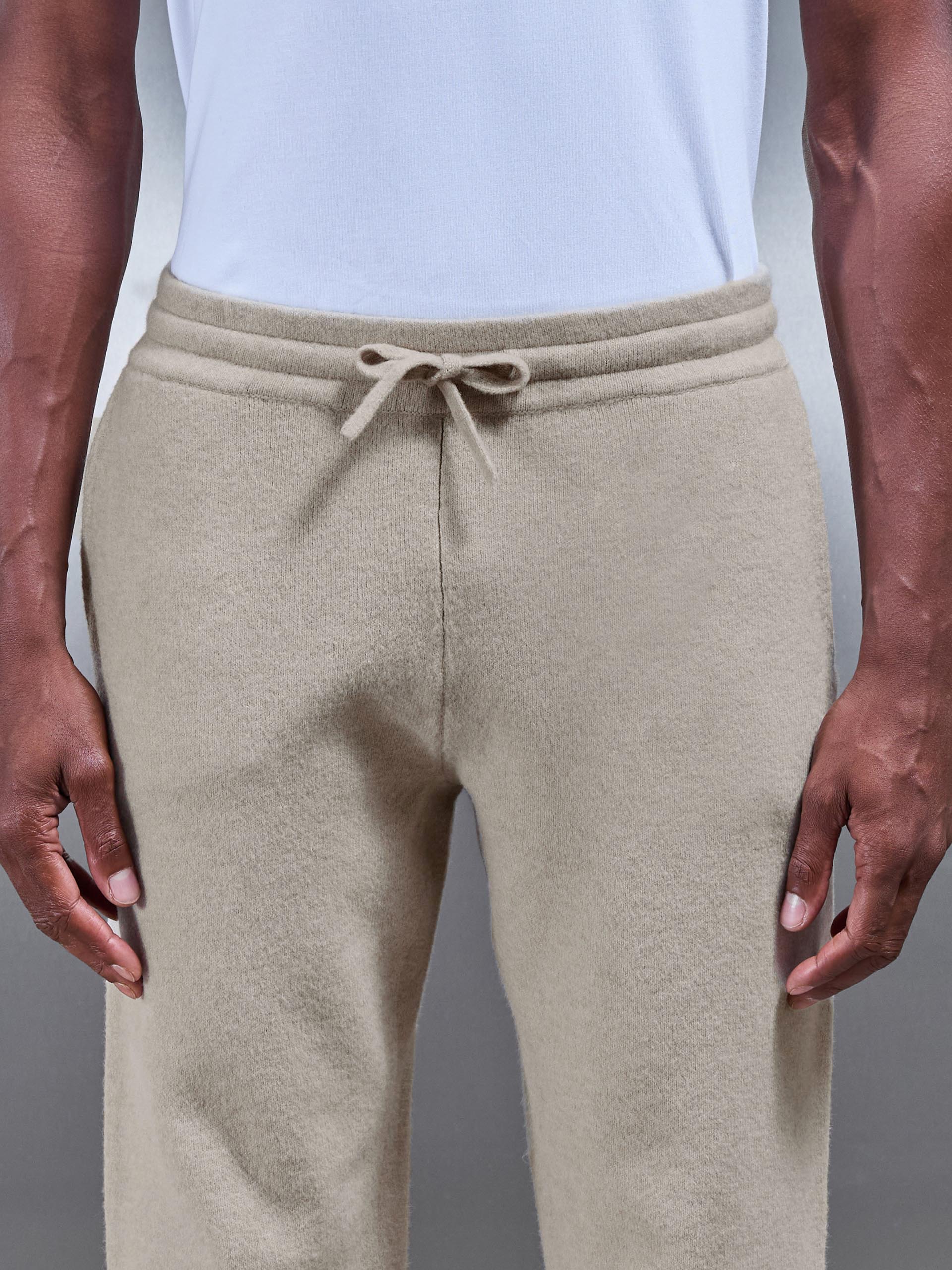 Chunky Wool Straight Leg Jogger in Stone - Image 5