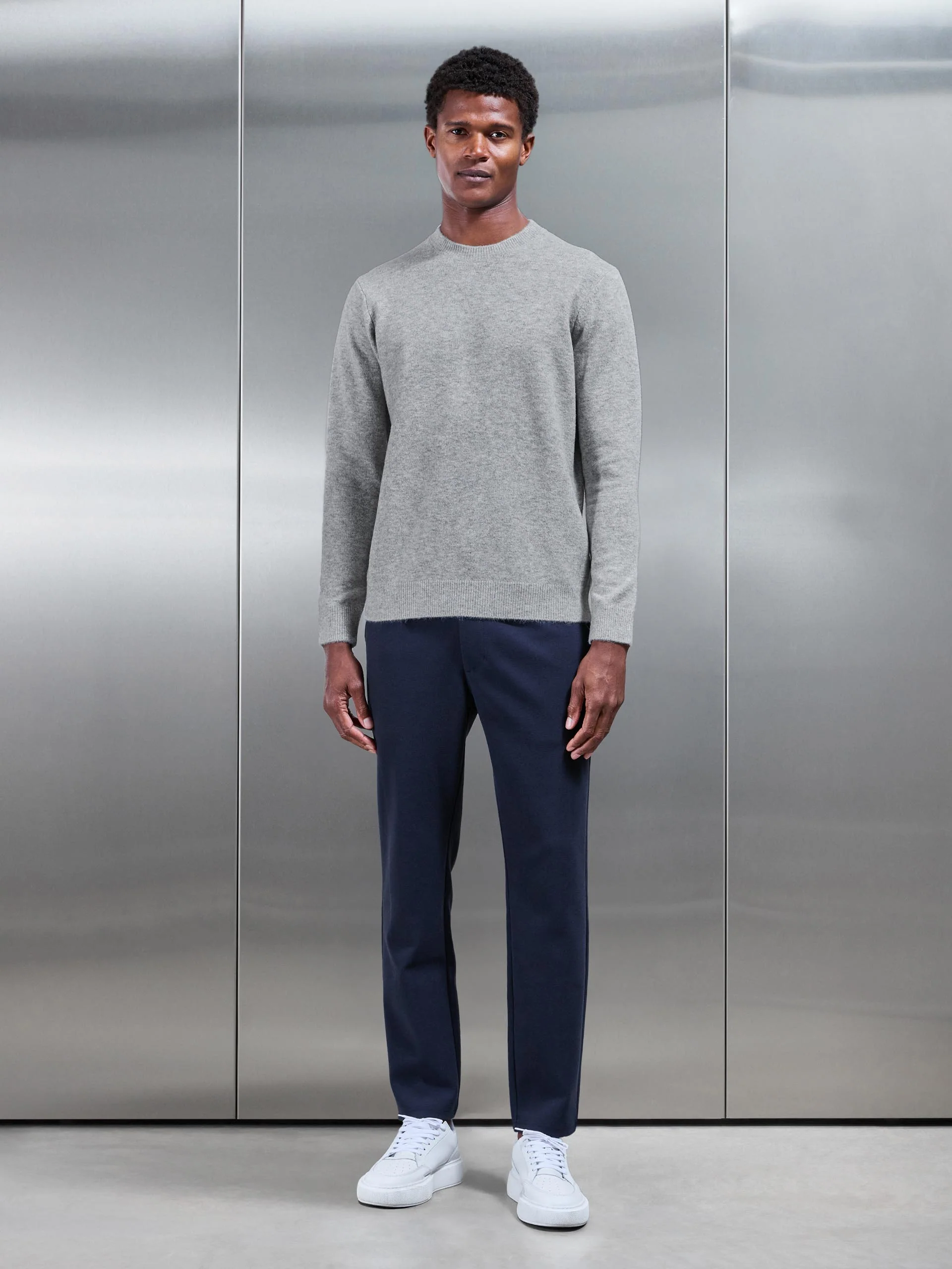 Chunky Wool Sweatshirt in Marl Grey - Image 2