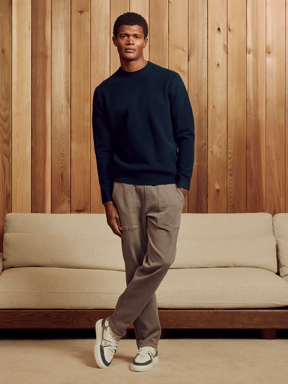 Chunky Wool Sweatshirt in Navy - Image 2