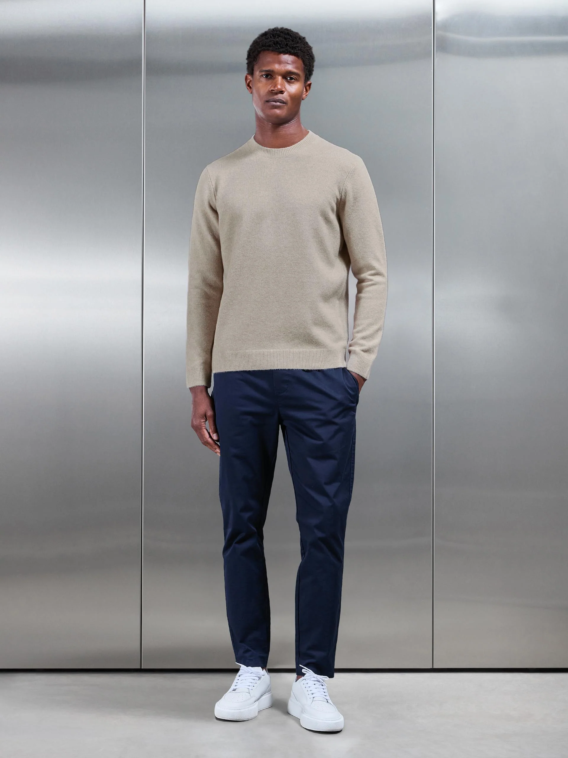 Chunky Wool Sweatshirt in Stone - Image 2