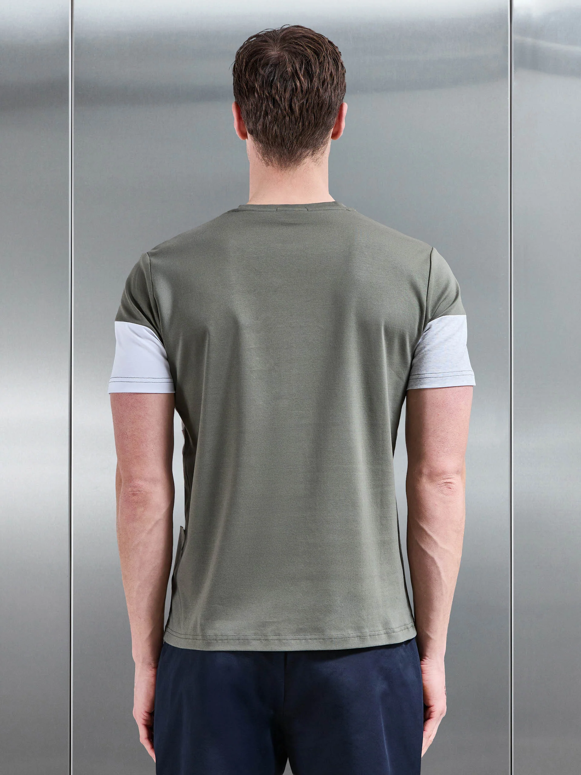 Colour Block T-Shirt in Sage - Image 3