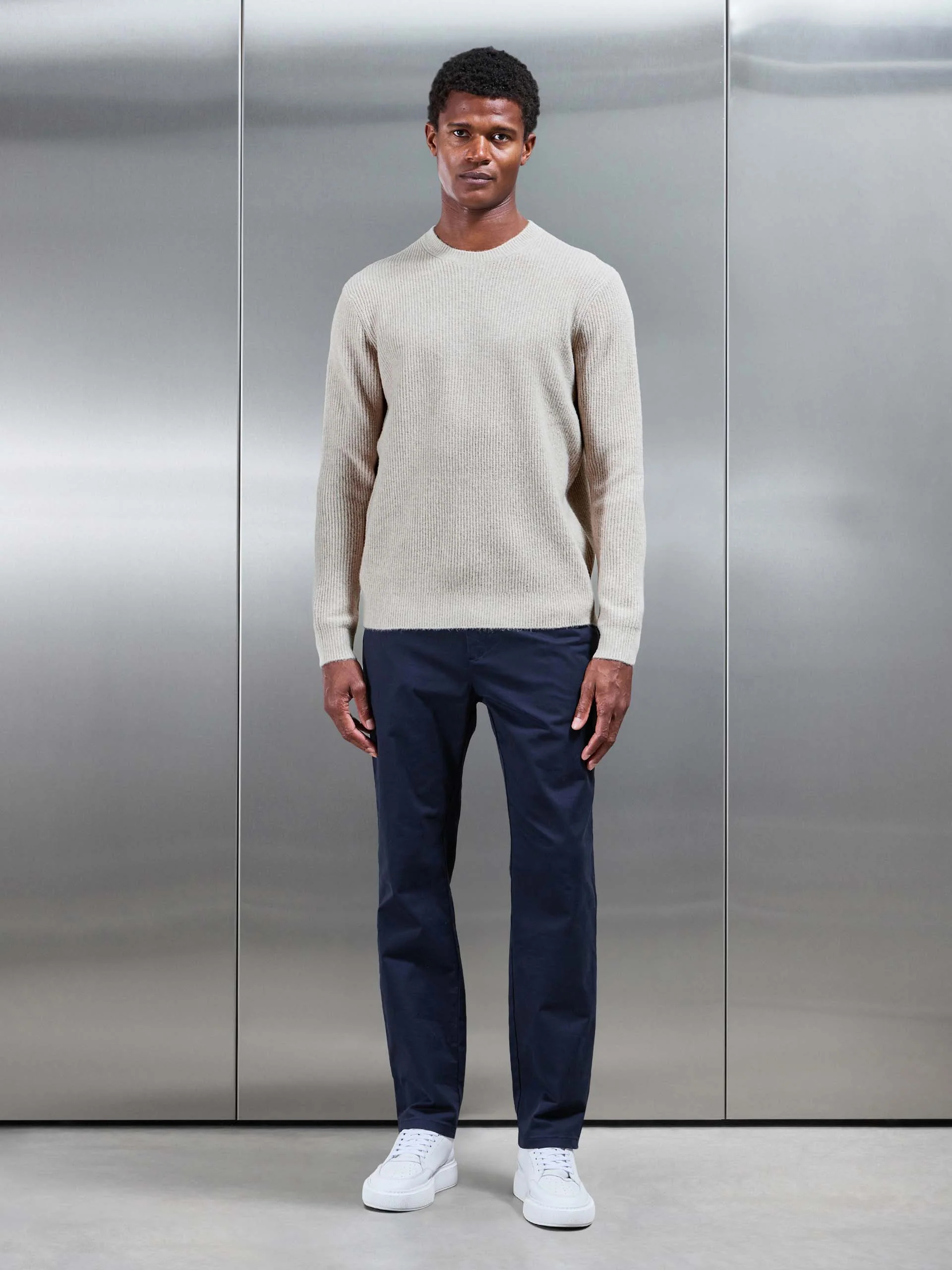 Cosy Knitted Sweatshirt in Stone - Image 2