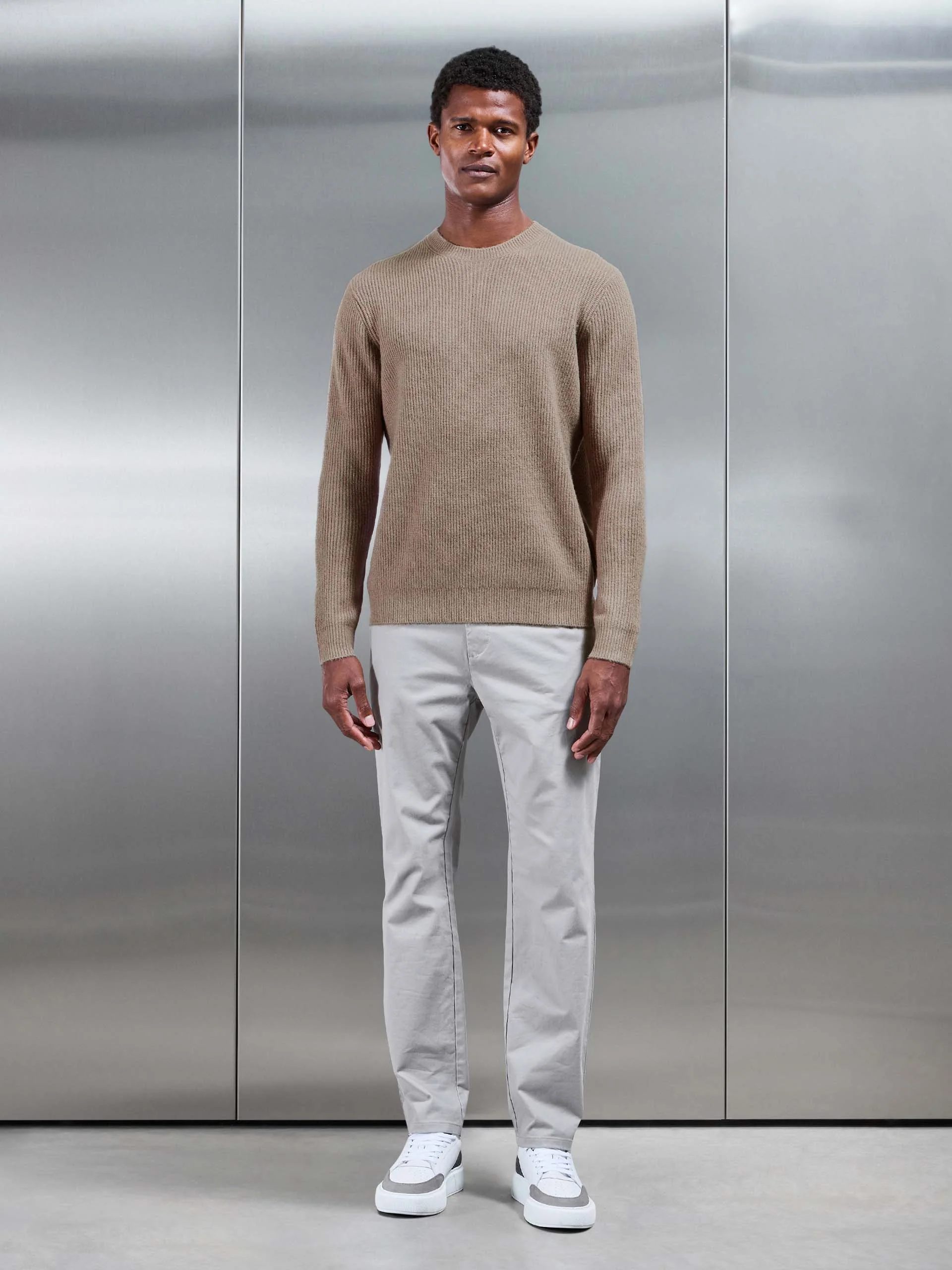 Cosy Knitted Sweatshirt in Taupe - Image 2