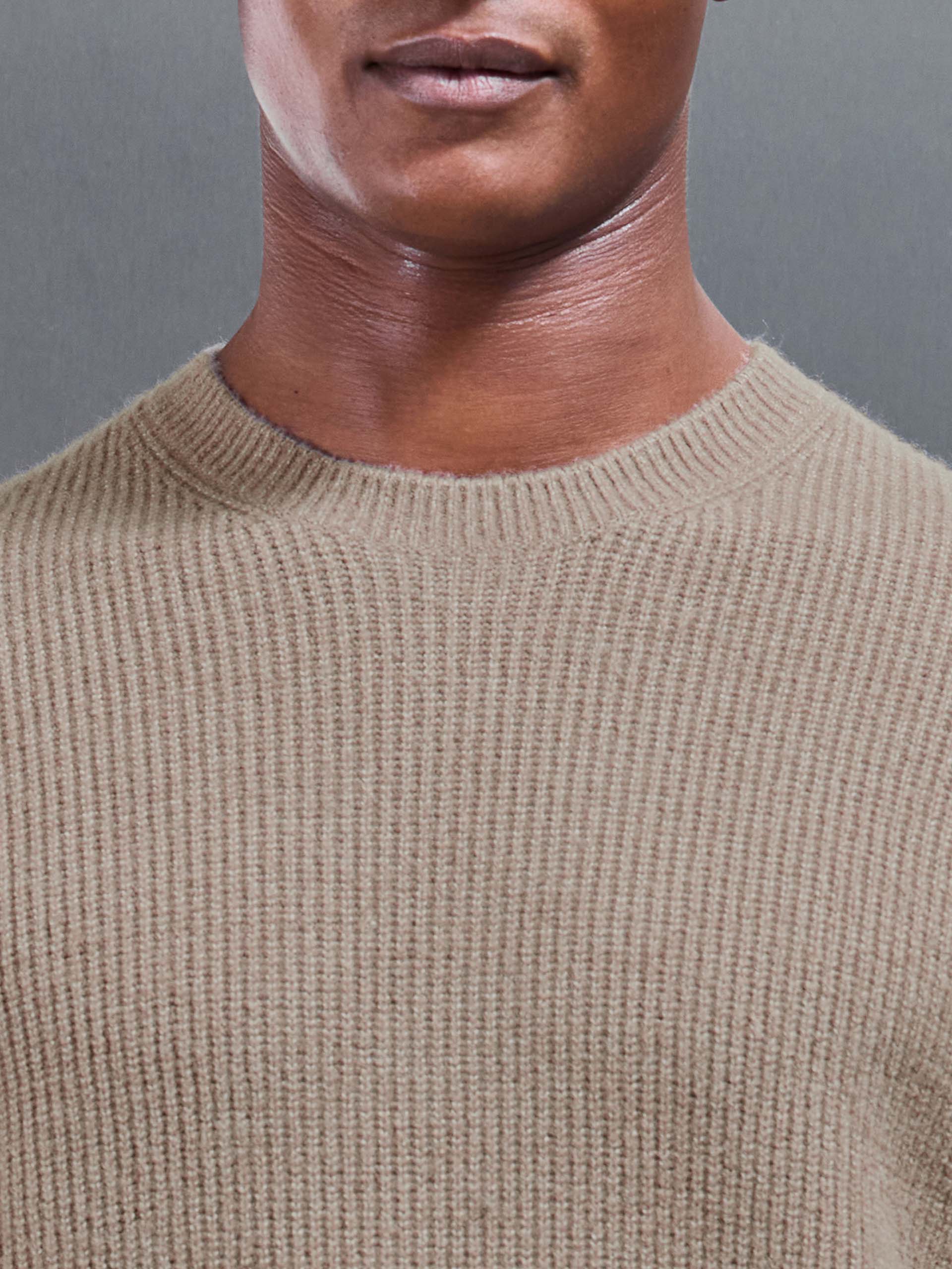 Cosy Knitted Sweatshirt in Taupe - Image 3