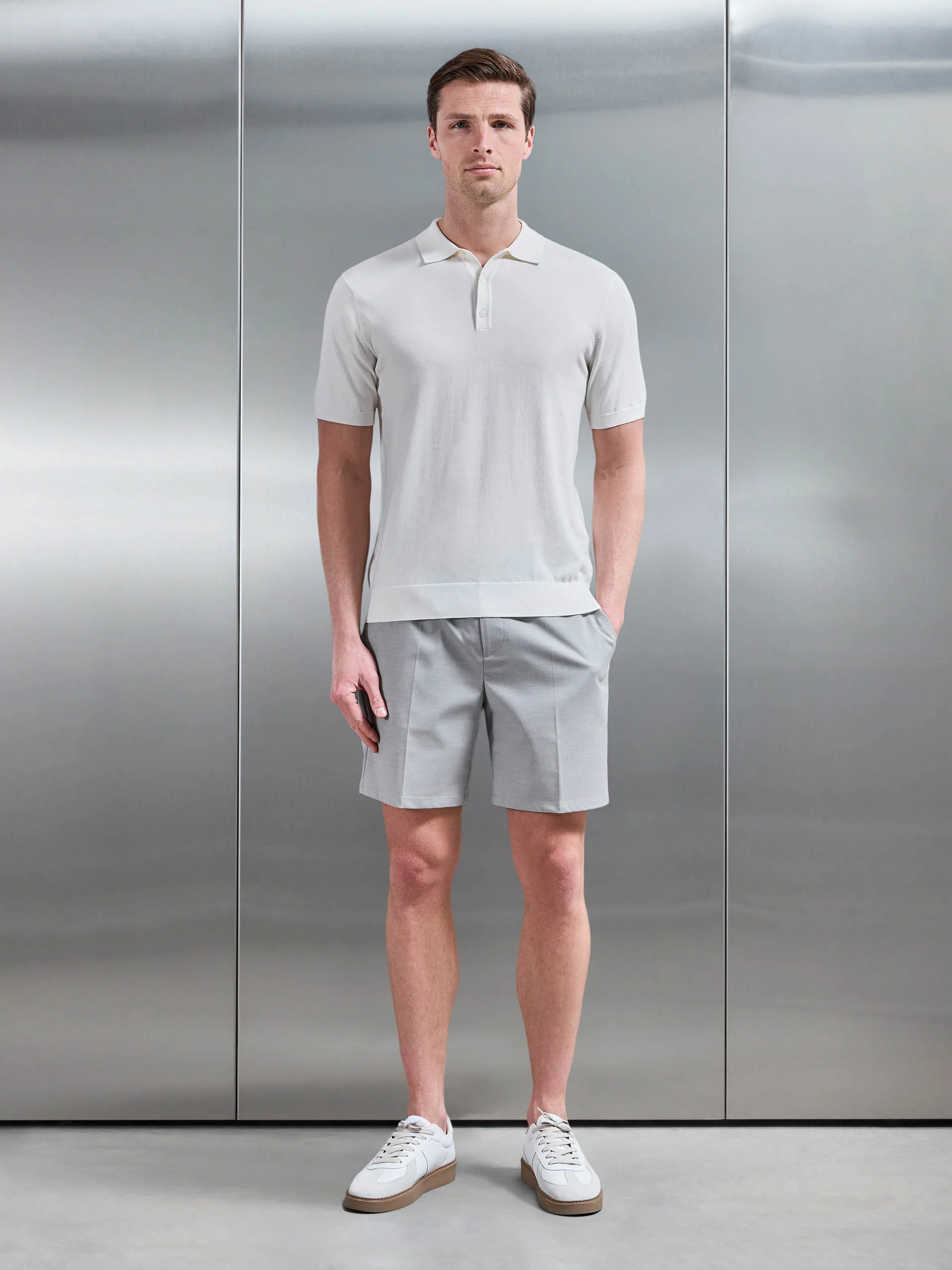 Cotton And Silk Polo Shirt in Off White - Image 2