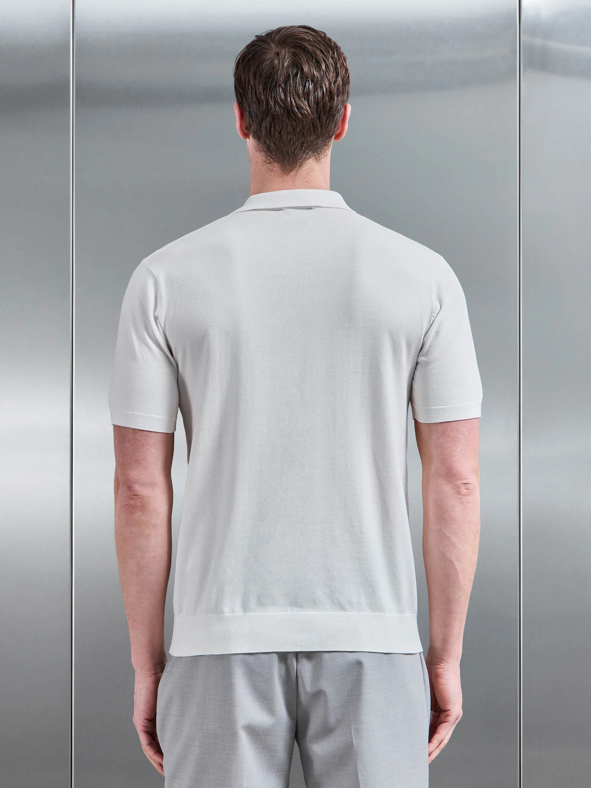 Cotton And Silk Polo Shirt in Off White - Image 3
