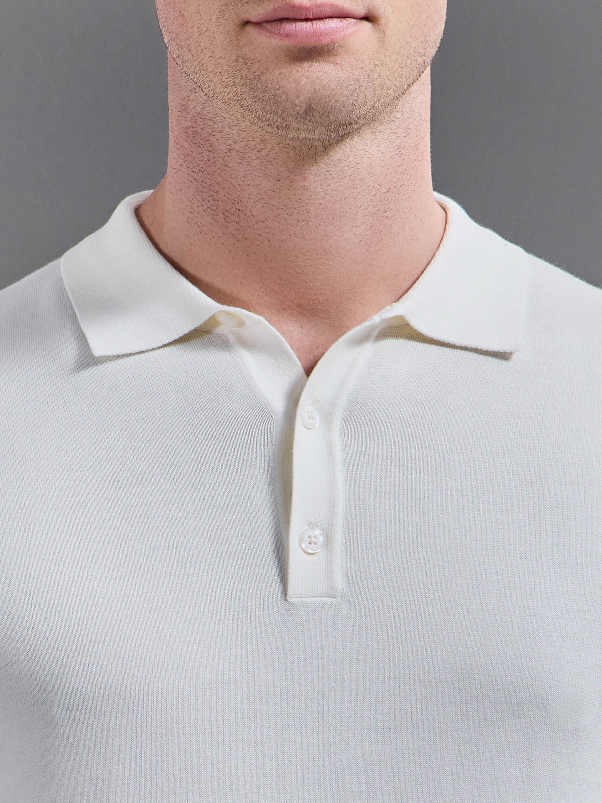 Cotton And Silk Polo Shirt in Off White - Image 4