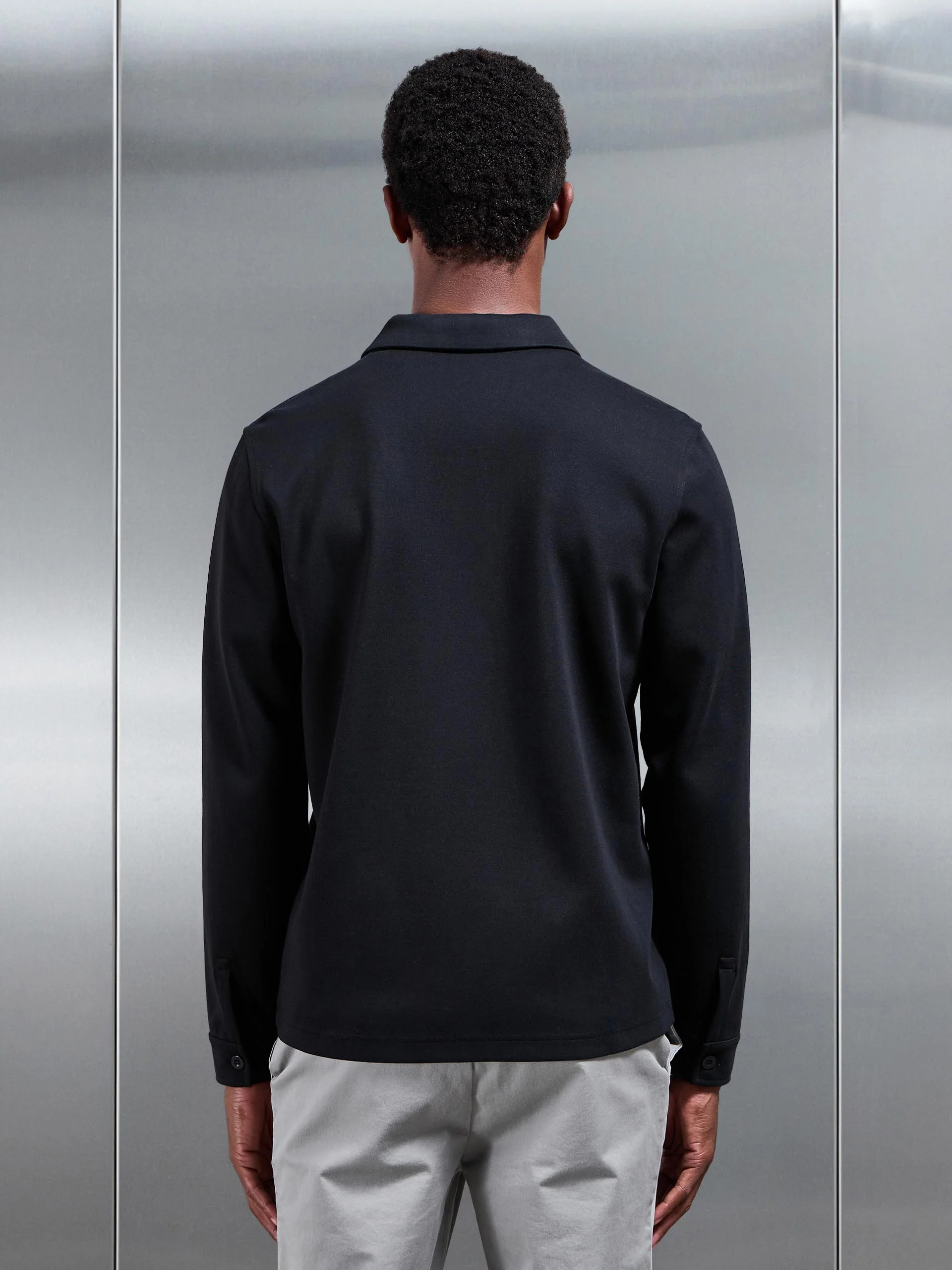Cotton Jersey Overshirt in Black - Image 3