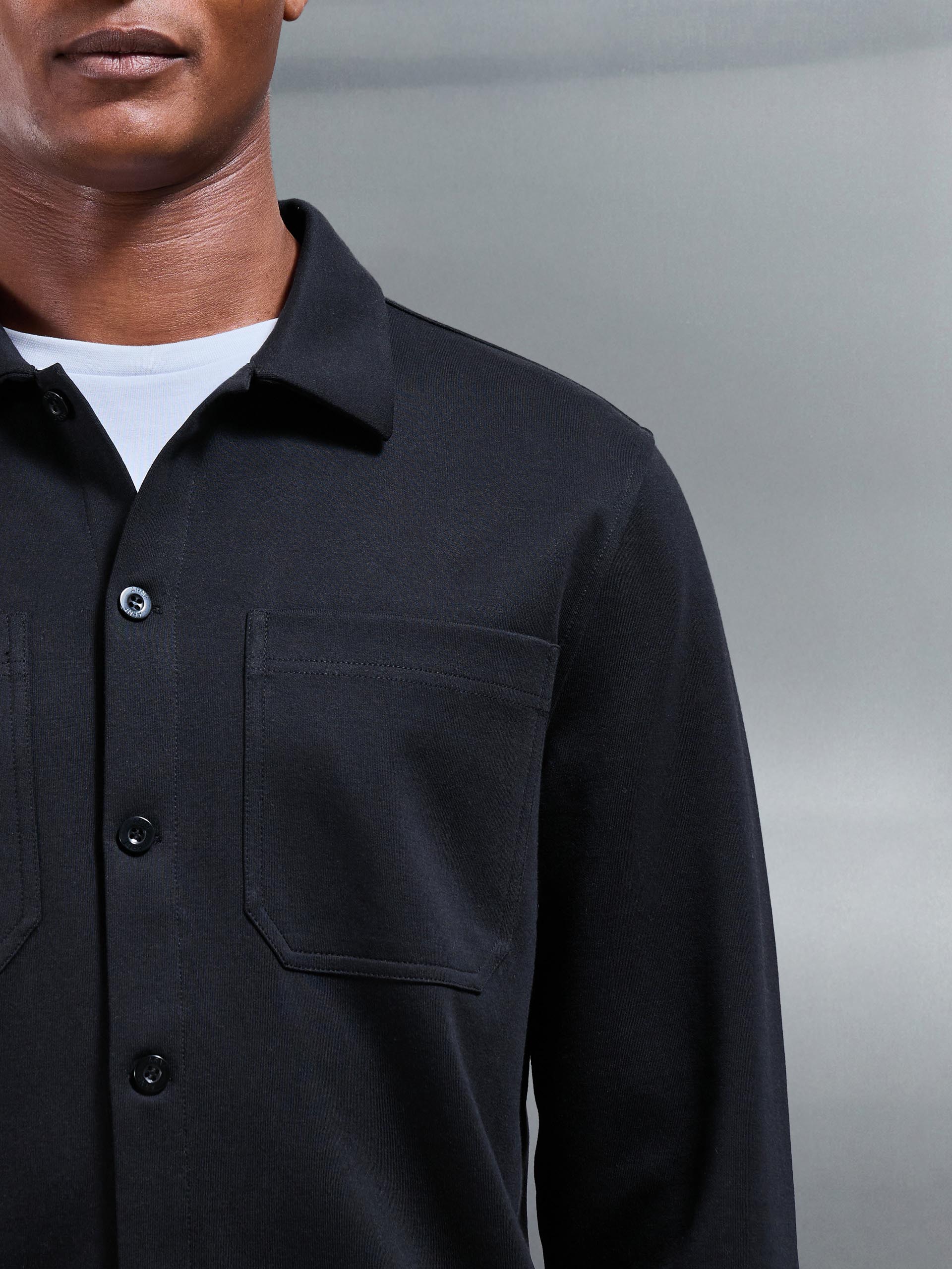 Cotton Jersey Overshirt in Black - Image 6