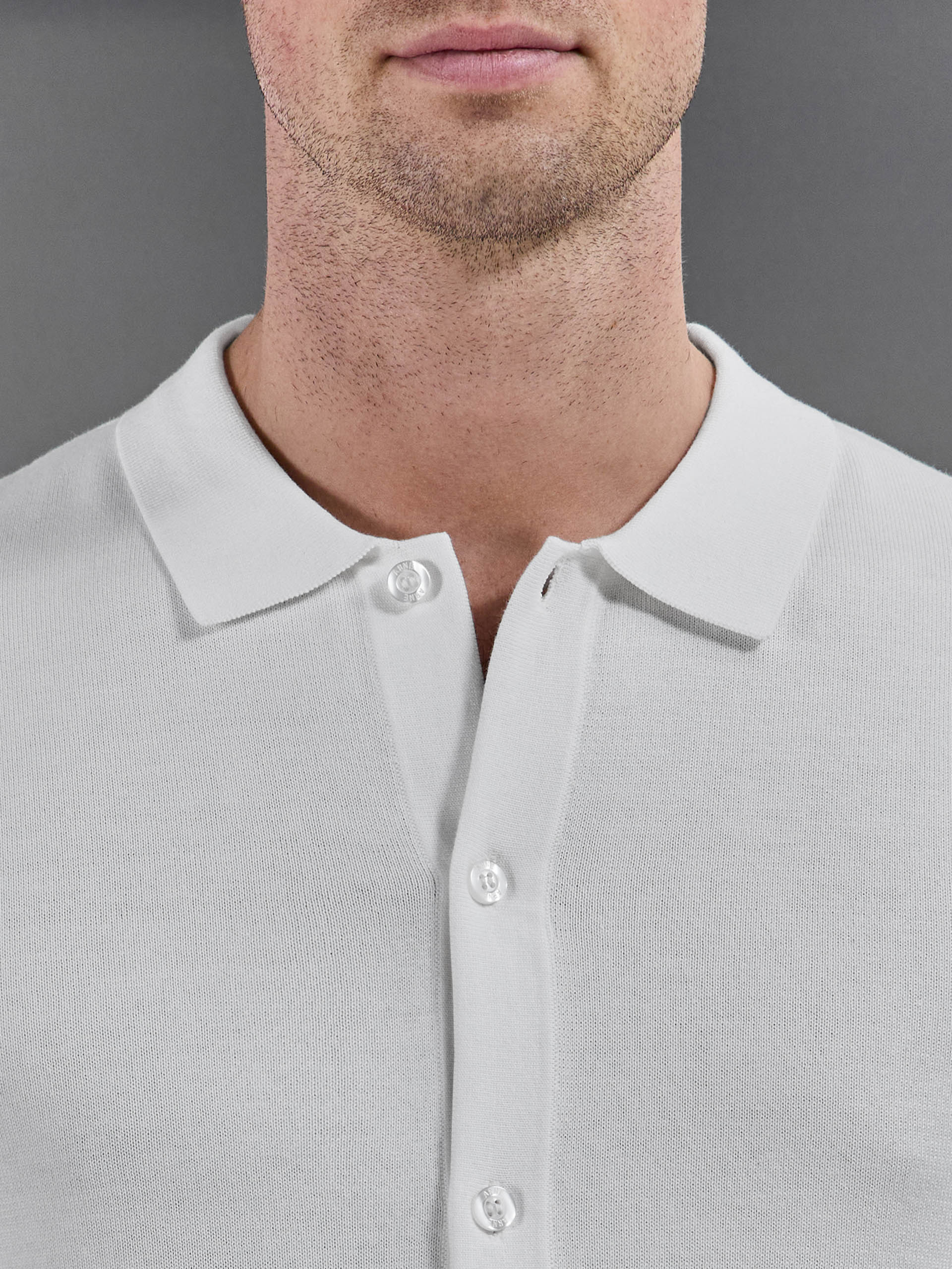 Cotton Knitted Button Through Short Sleeve Shirt in White - Image 4