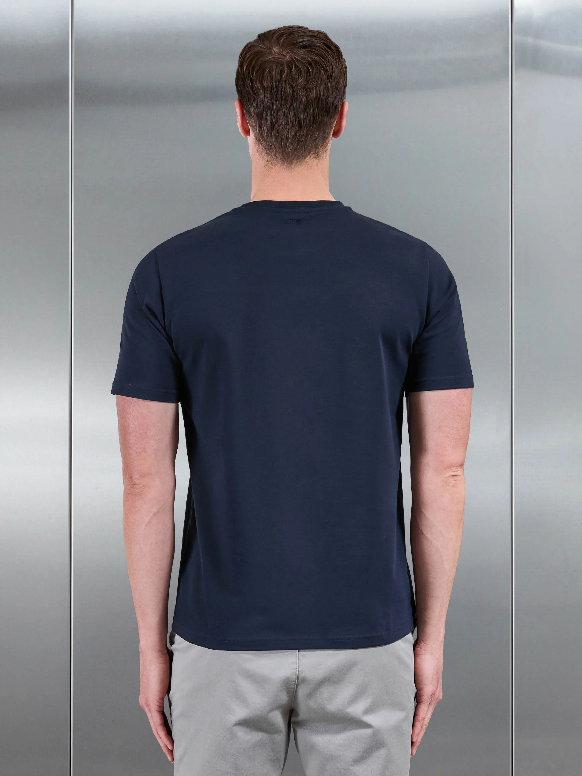Cotton Stretch Colour Block T-Shirt in Navy - Image 3