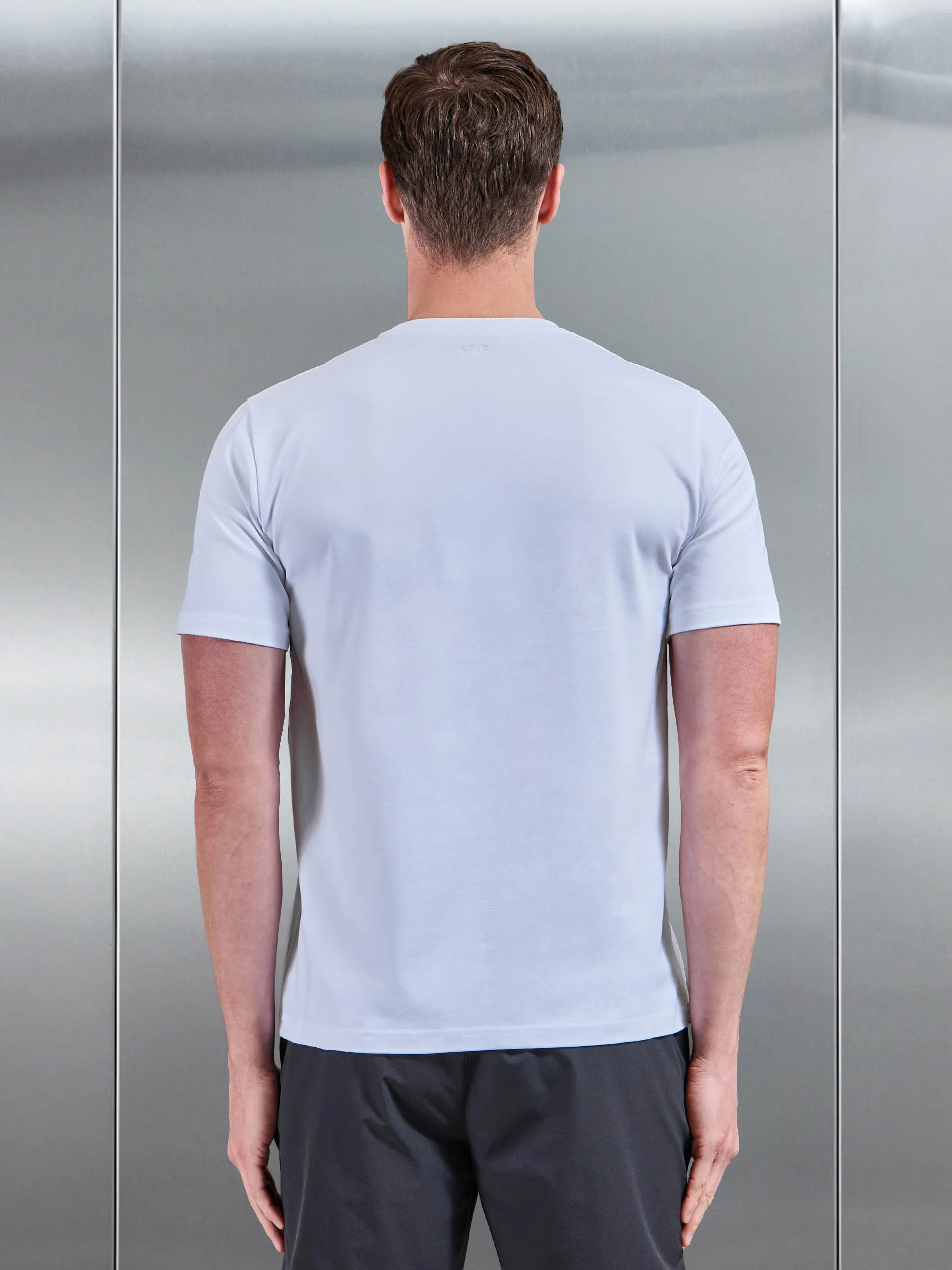 Cotton Stretch Colour Block T-Shirt in White - Image 3