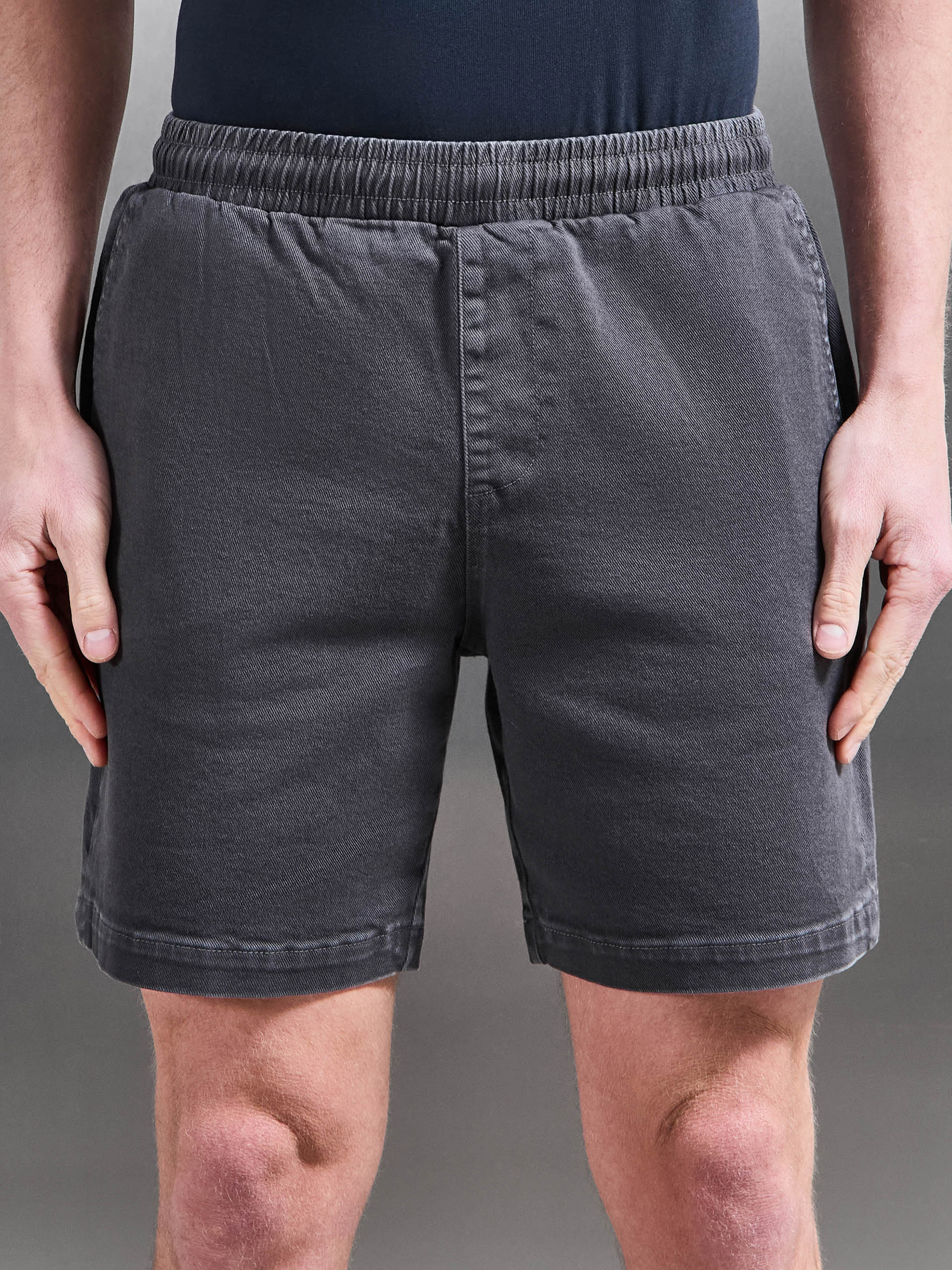 Cotton Twill Stretch Short in Grey - Image 4